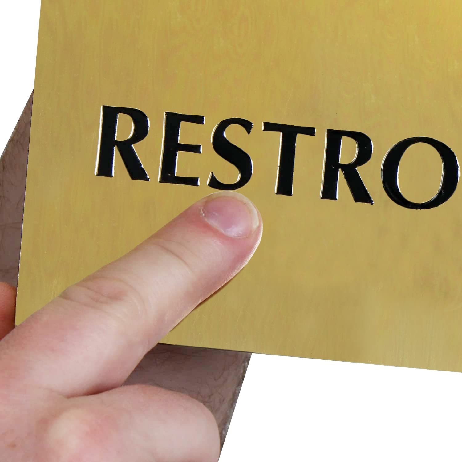 6×9 Inch Unisex Restroom Sign Handicap Brass Metal Door Mount Gold Black