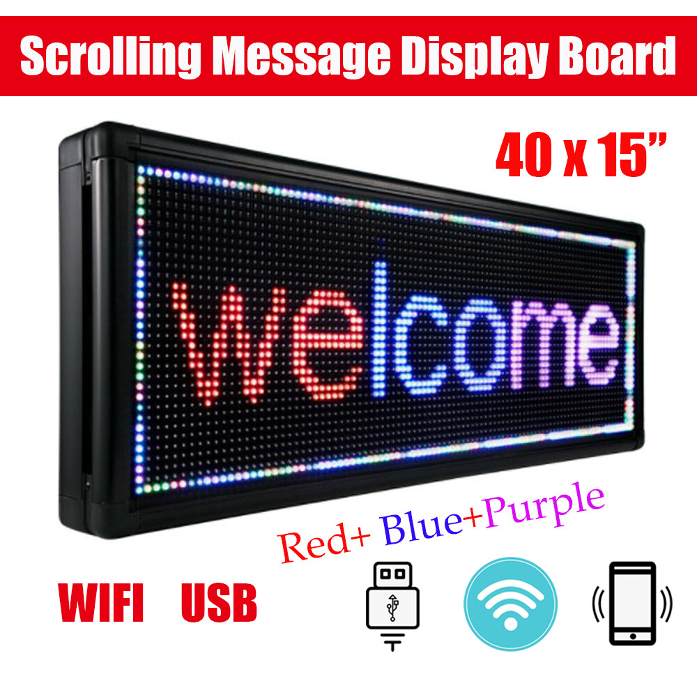40&Prime;X8&Prime; /40×15&Prime; LED Scrolling Sign 3 / 7-Color Programble Advertising Board wifi
