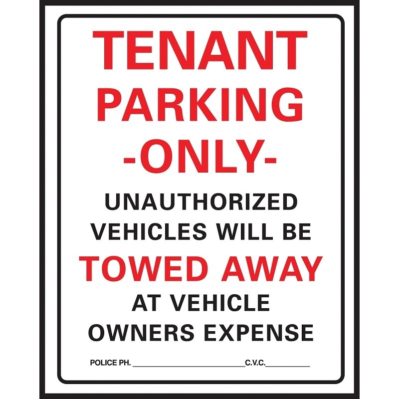 Hy-Ko 701 Parking Sign, 15 x 19 in Dimensions, Rectangular, Black/Red Legend, Wh