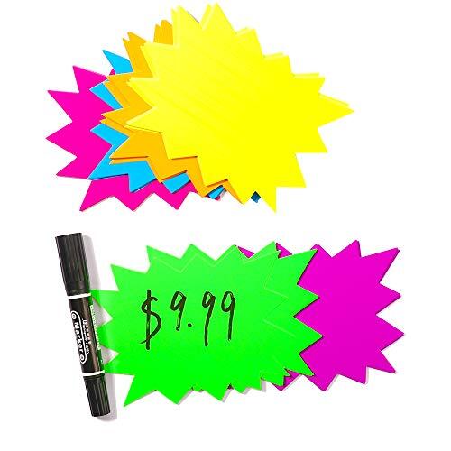 90 Pcs Colorful Starburst Signs for Retail Garage Sale Pricing Yard Sale Tags