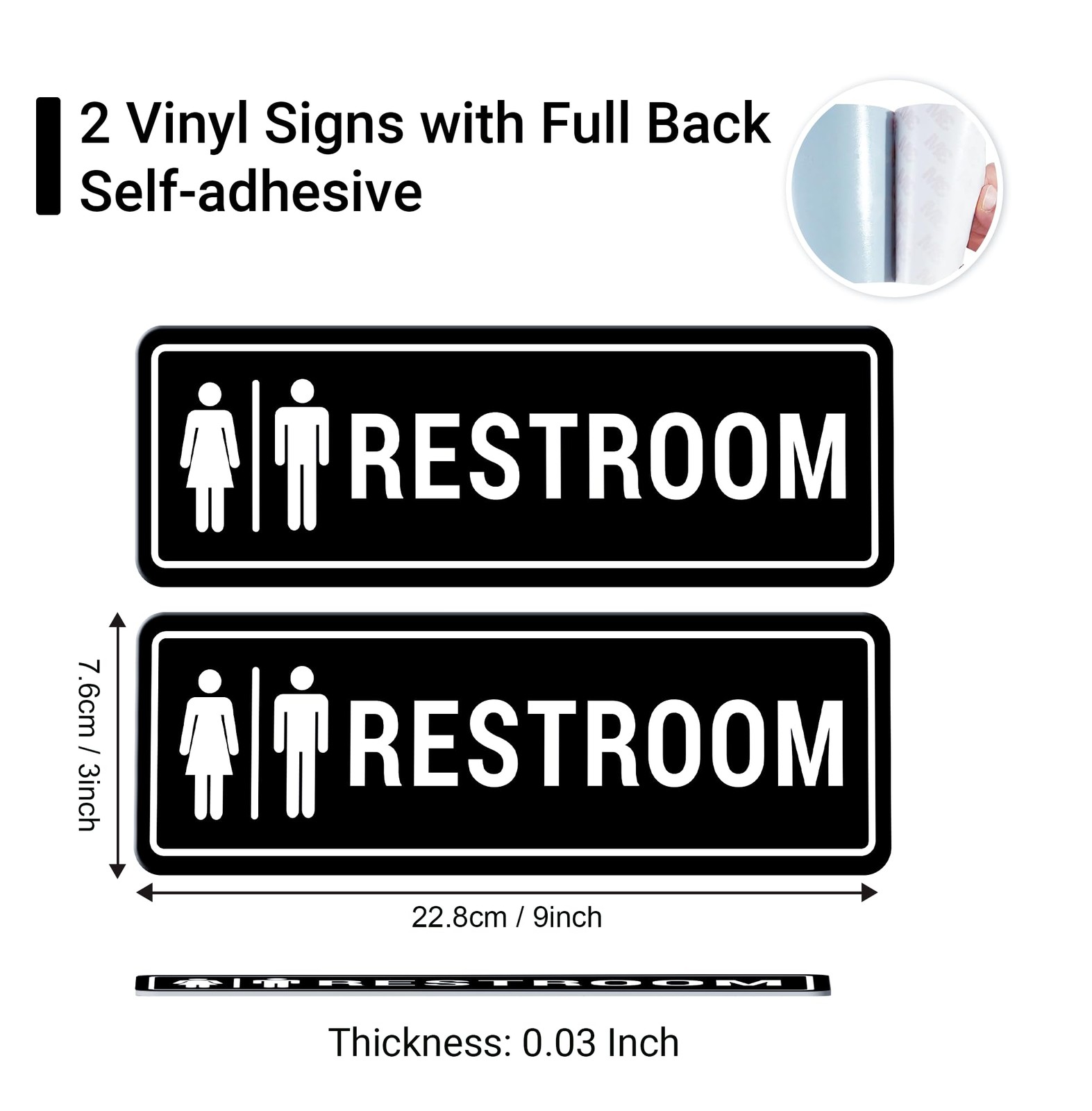 Restroom Sign – (2 Pack) Restroom Signs for Business with Strong -Adhesive, B…