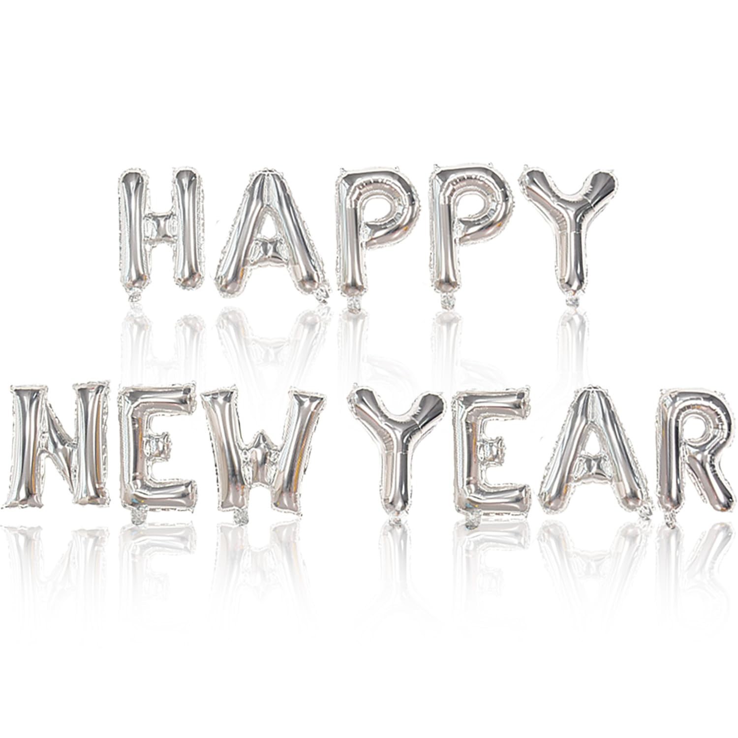 Silver New Year Letter Balloons NYE Balloon Banner for Happy New Year Backdro…