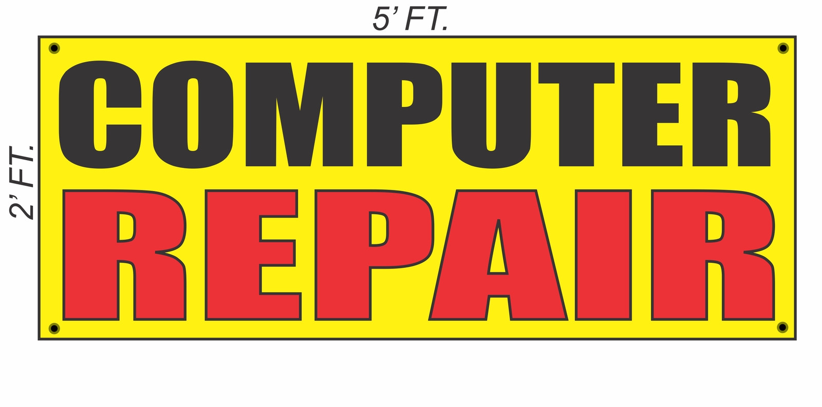 COMPUTER REPAIR Banner Sign Yellow with Red & Black 2×5