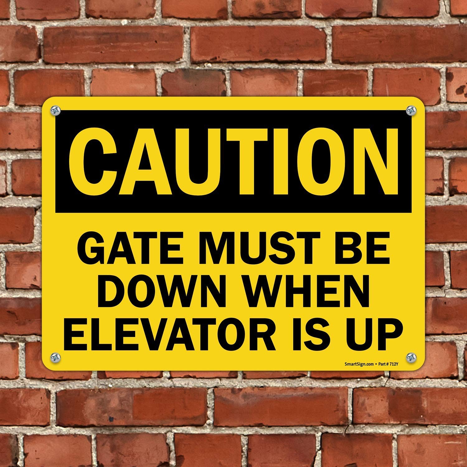 10 x 14 inch “Caution – Gate Must Be Down When Elevator Is Up” OSHA Sign Digi…