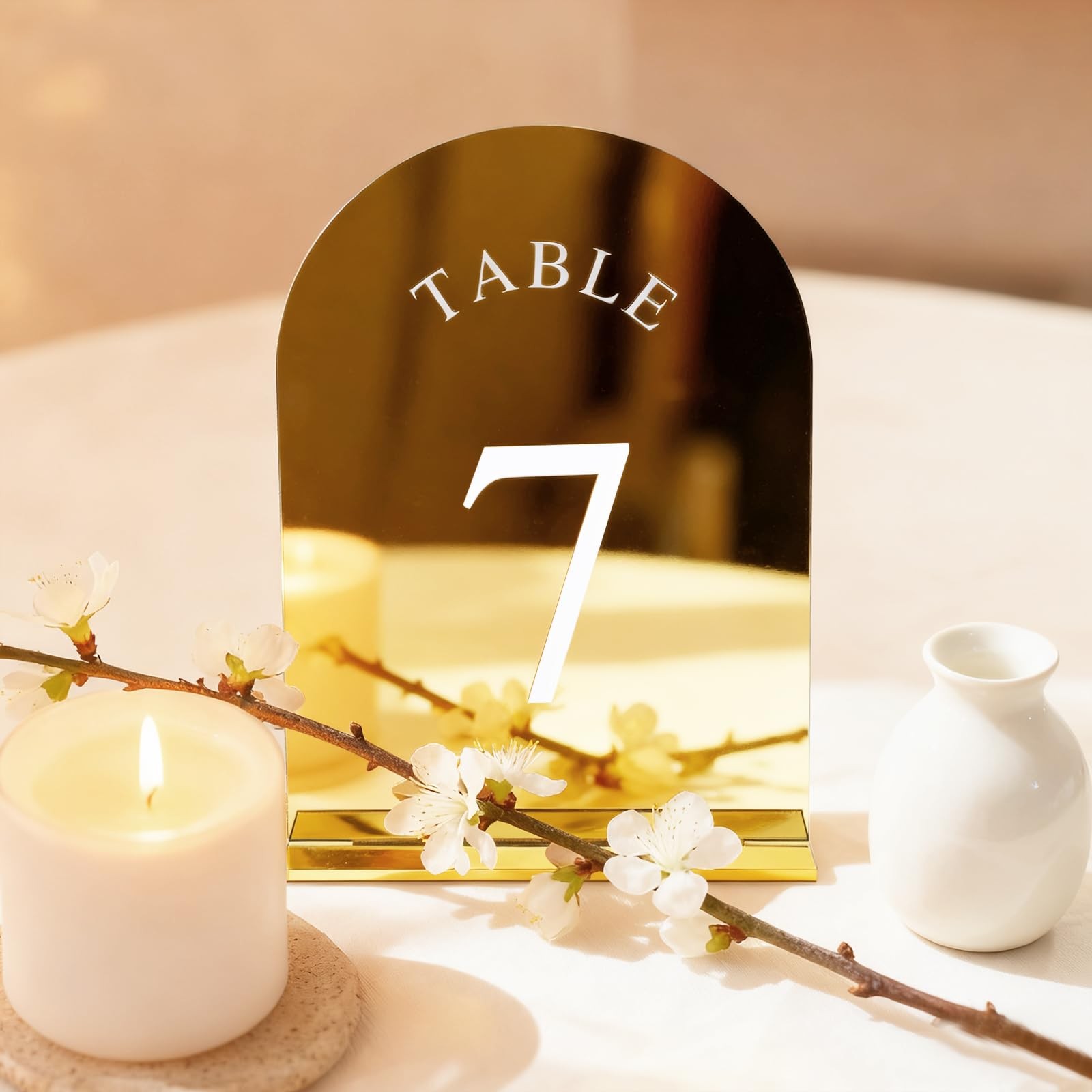 5×7 Inch Double Sided Gold Wedding Table Numbers 115 Stands Acrylic Signs