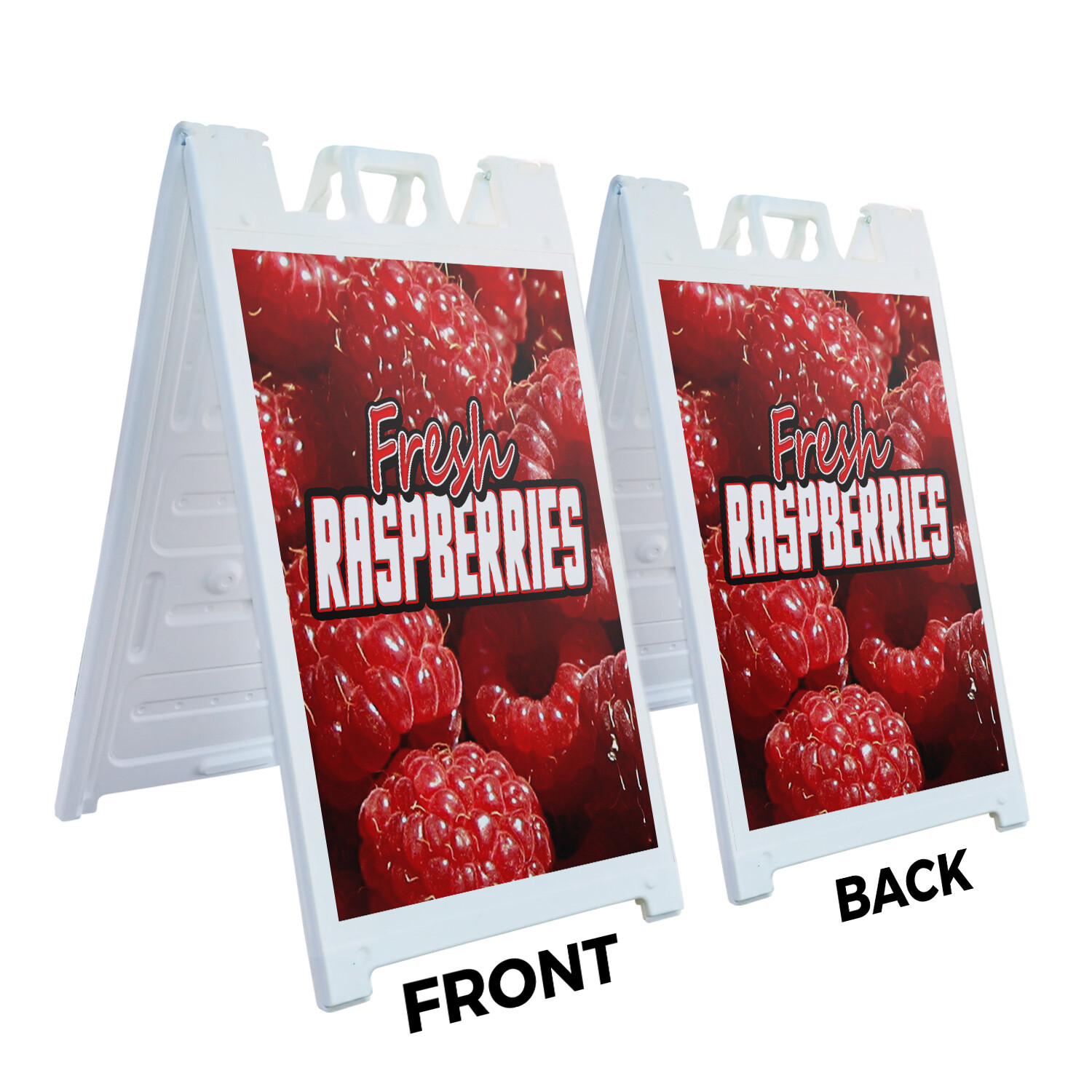 A-frame Sidewalk Coroplast Fresh Raspberries 24&Prime; x 36&Prime; Double Sided A-Frame Side