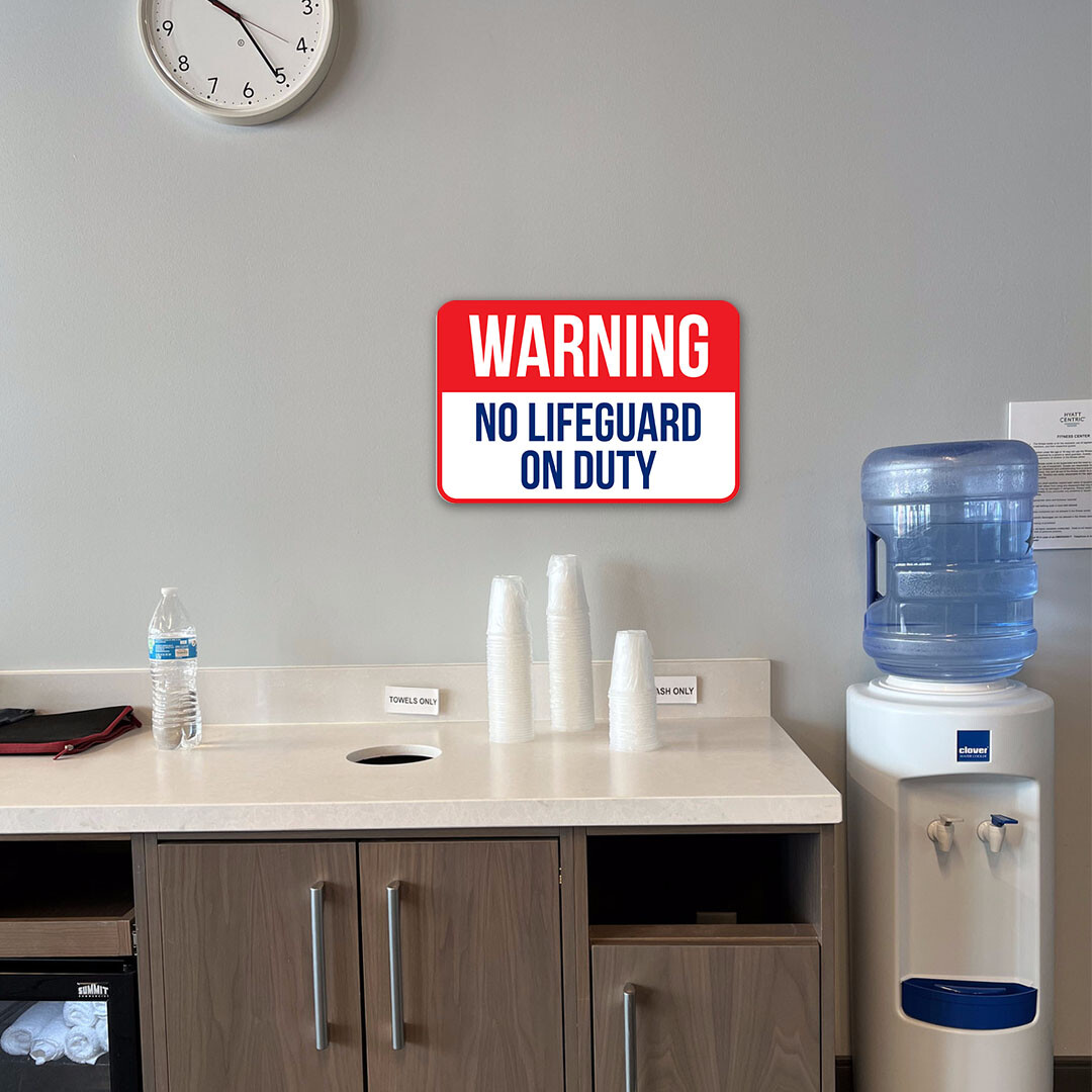 Classic Framed Plus Warning No Lifeguard On Duty Wall or Door Sign