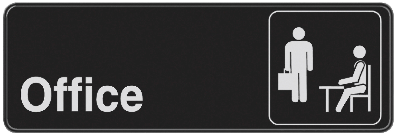 Hillman 841754, 3&Prime; x 9&Prime; Plastic Symbol Office Sign, Black/White
