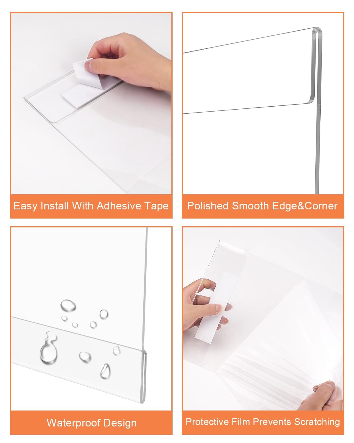 Dynta 12 Pack Acrylic Sign Holder 8.5 x 11 with Double Sided Adhesive Clear