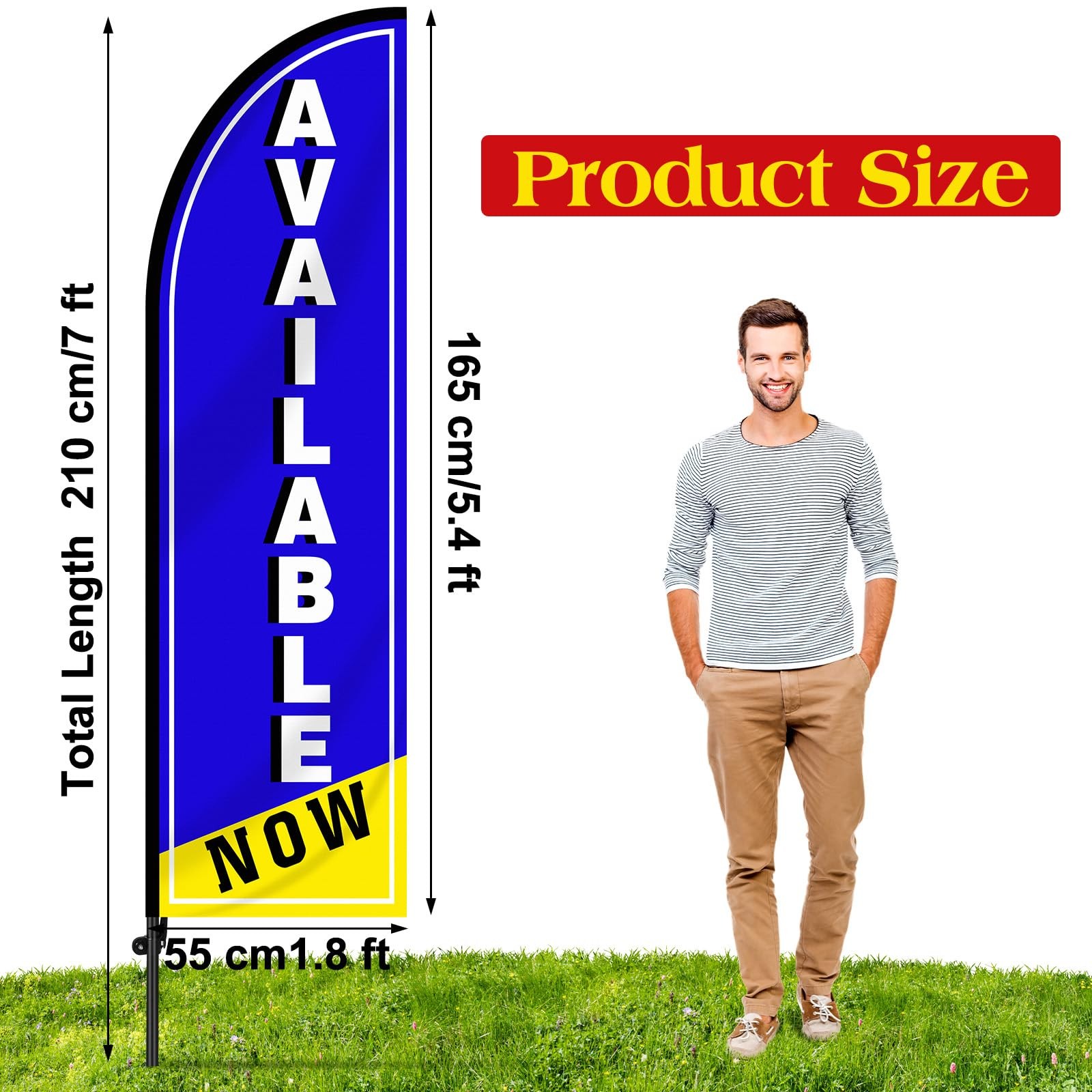 2 Pcs Now Leasing/available 7 ft Swooper Feather Flags Set Advertising Flag B…