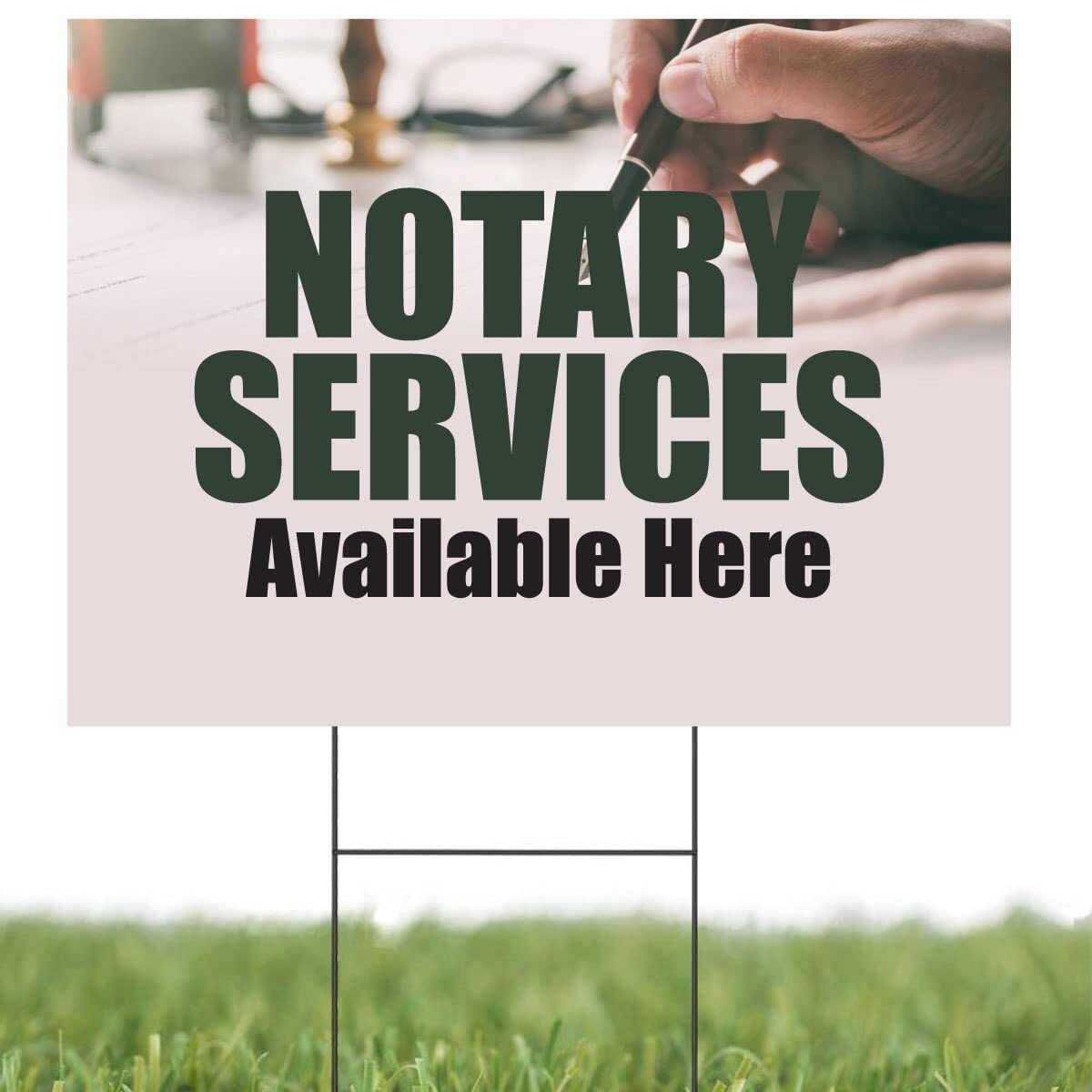 Notary Services Available | Sidewalk Yard Sign with Metal Stakes | 24&Prime;W x 18&Prime;H