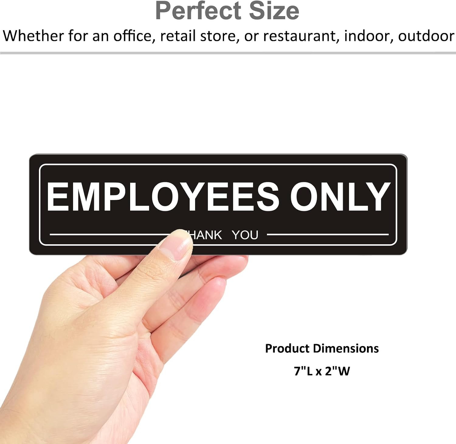 (4 Pack) Self-Adhesive Employees Only Sign for Door, 7&Prime; X 2&Prime; Durable Acrylic Sta