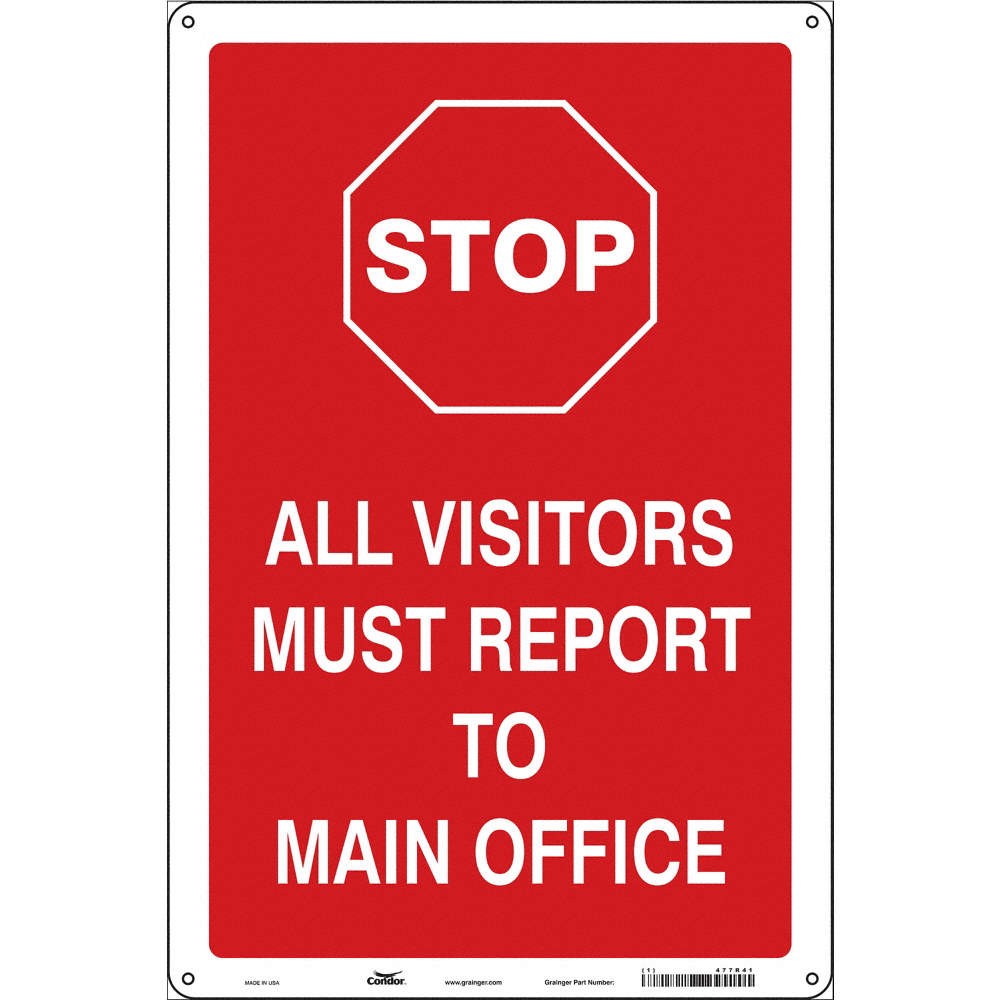 CONDOR 477R41 Safety Sign,18 in x 12 in,Aluminum 477R41
