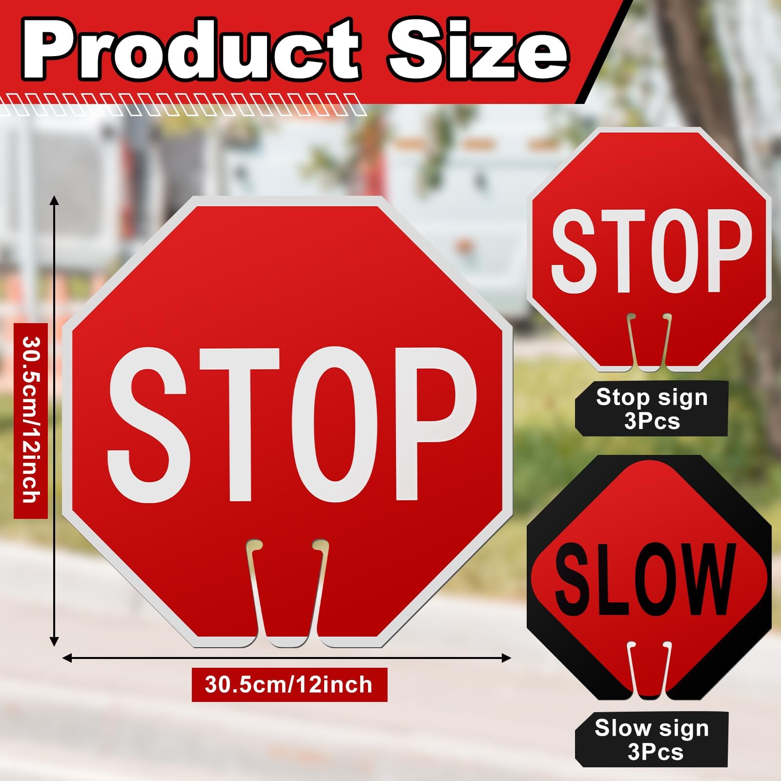 Geetery 6 Pcs Stop Slow Traffic Signs 12 x 12 Inch Double Sided Road Safety S…
