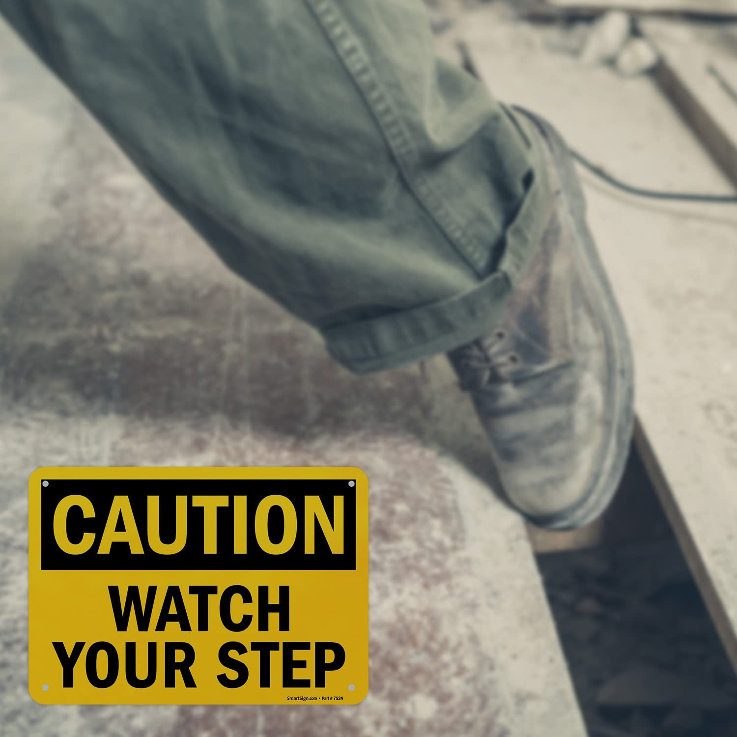 7×10 Inch Aluminum Caution Watch Your Step Warning Sign For Indoor Or Outdoor