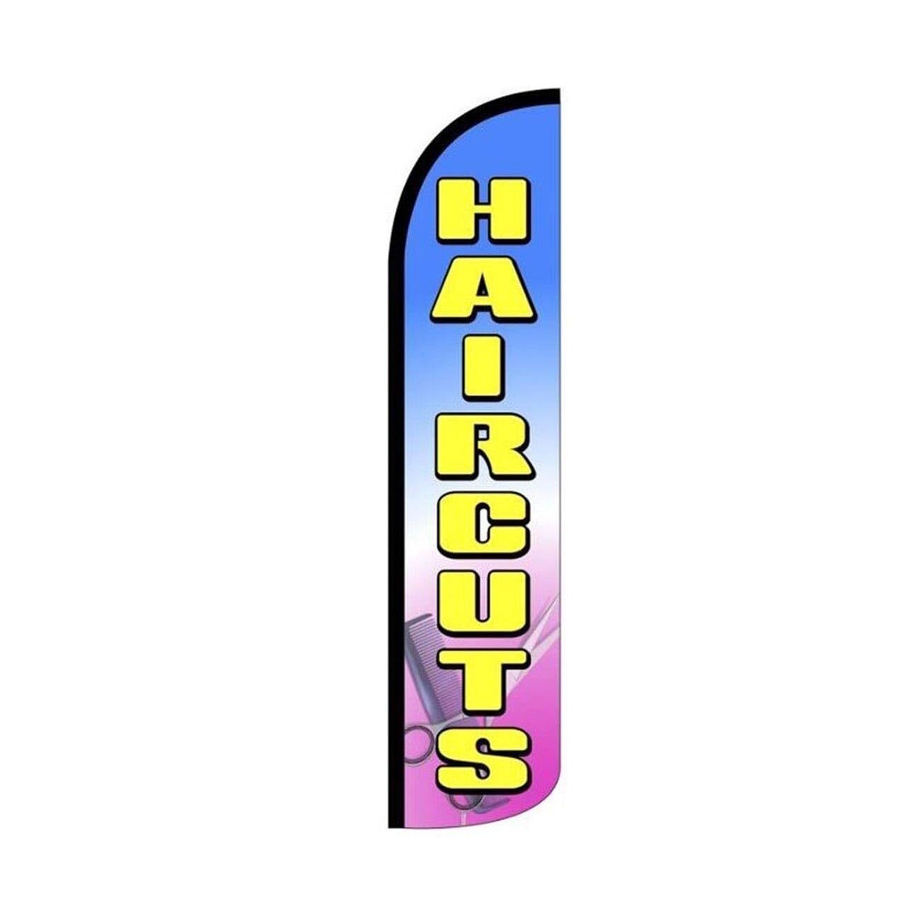 Haircuts Multicolor Swooper Flutter Windless Feather Flag | 3ft W x 11.5ft Tall