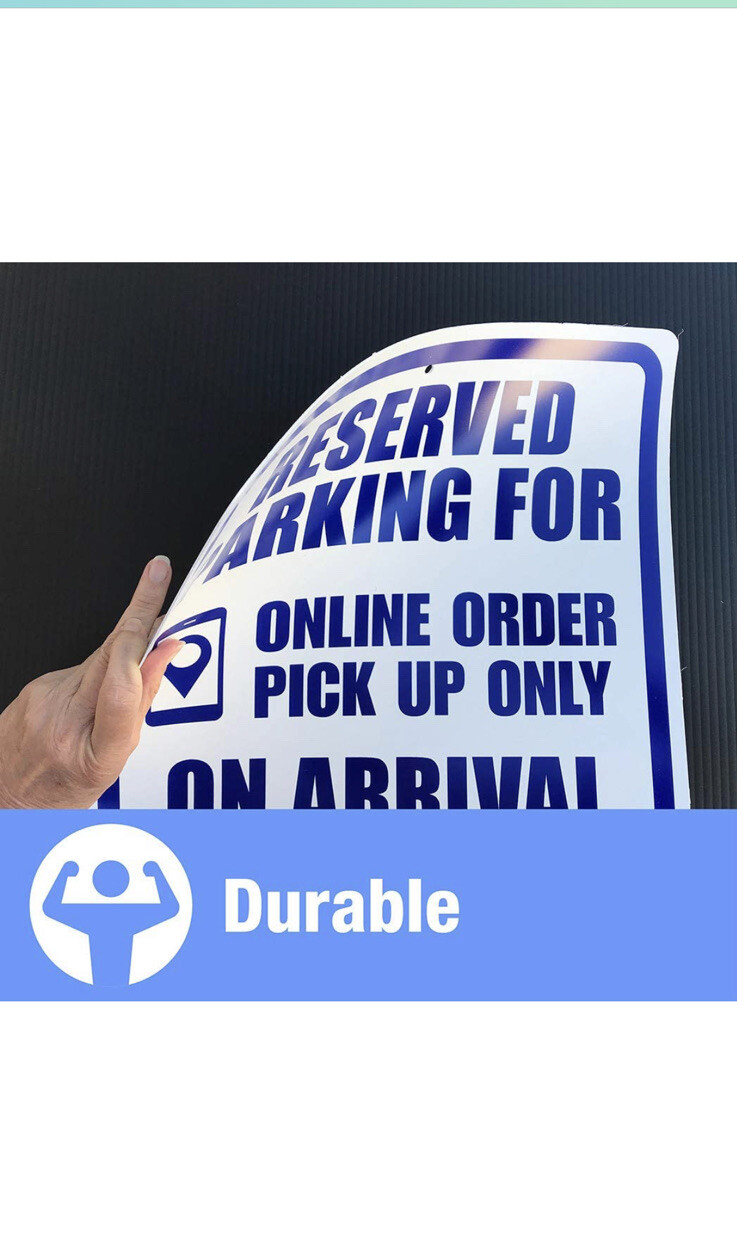 7X Hillman 843869 Reserved Online Order Parking Sign, 15&Prime; x 19&Prime;, Blue Vinyl USA