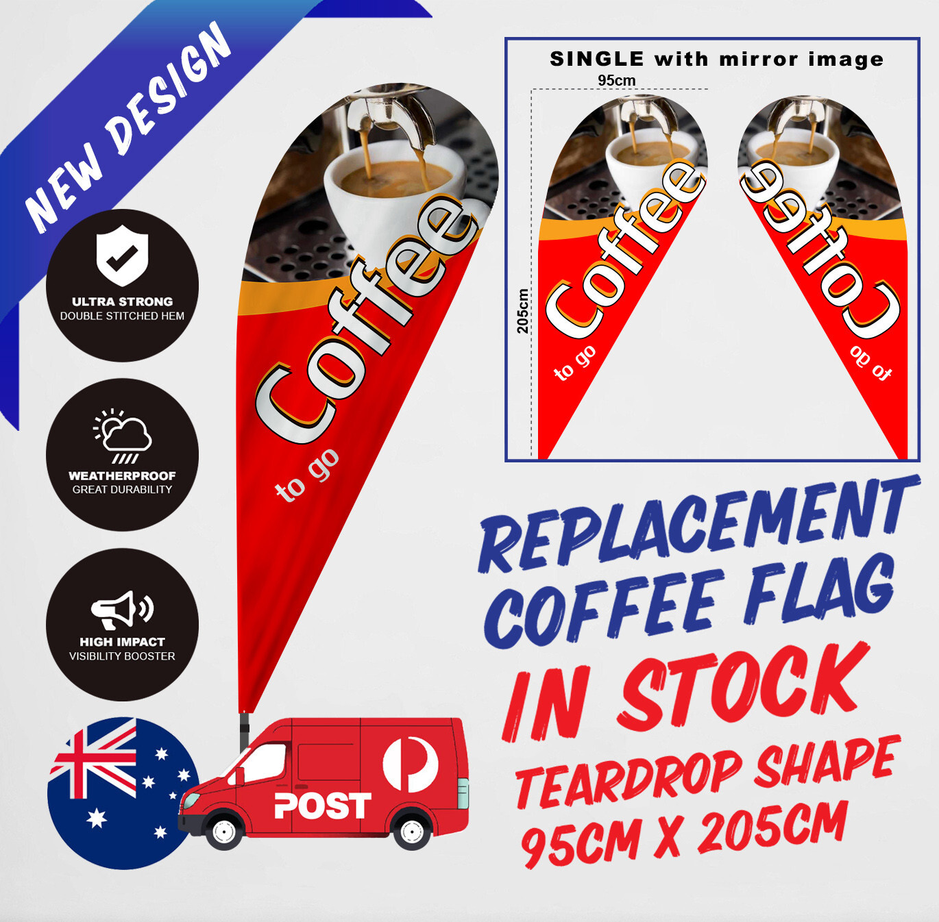 Coffee Teardrop Flag /Coffee 2 Go Replacement Banner / Coffee Sign
