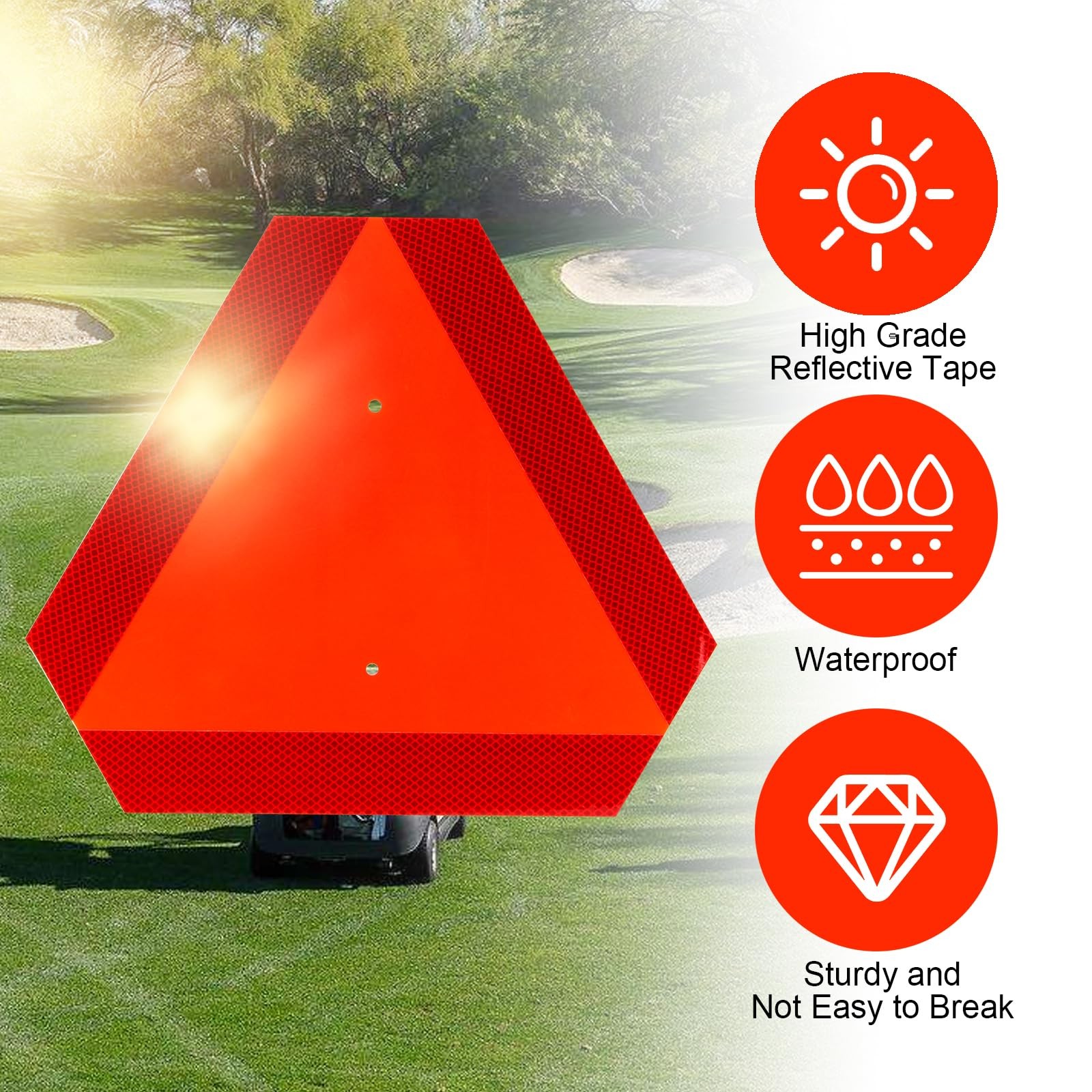 Slow Moving Vehicle Sign W/ Mounting Bracket Triangle Aluminum Sign 2Set