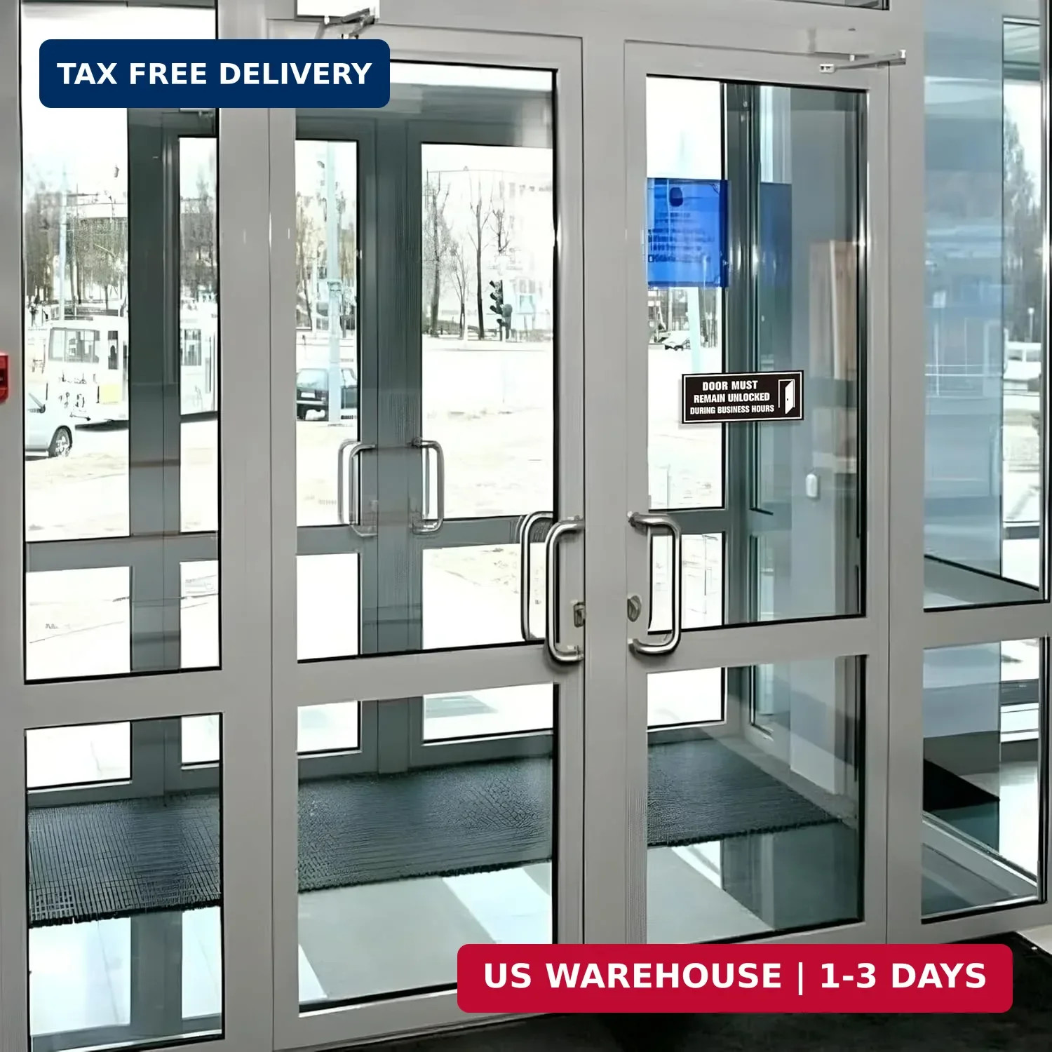 2PCS Door Must Remain Unlocked During Business Hours Sticker Sign，Self-Adhesive