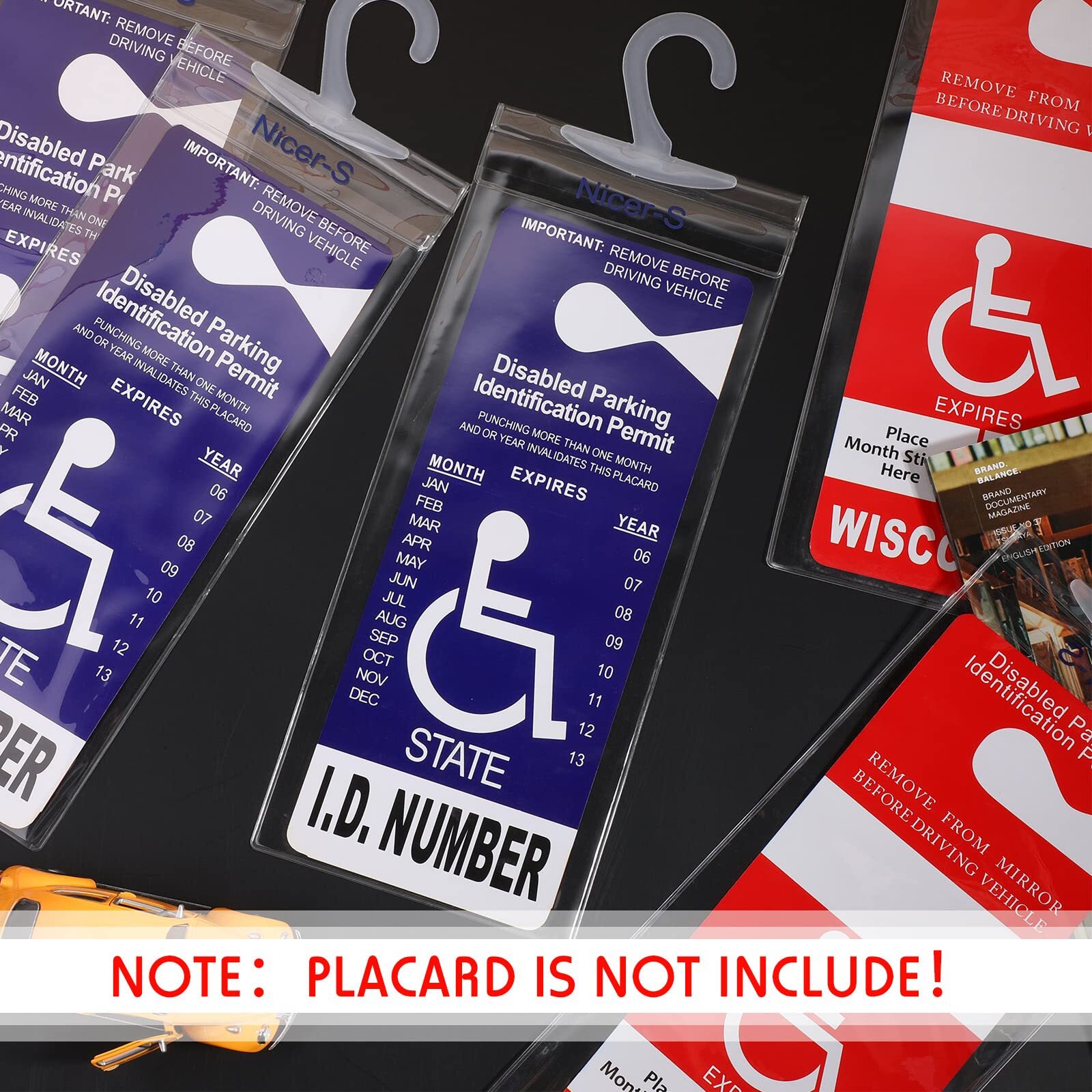 6 Pack Handicap Placard Holder Handicap Parking Sign Holder with Hanging Hook