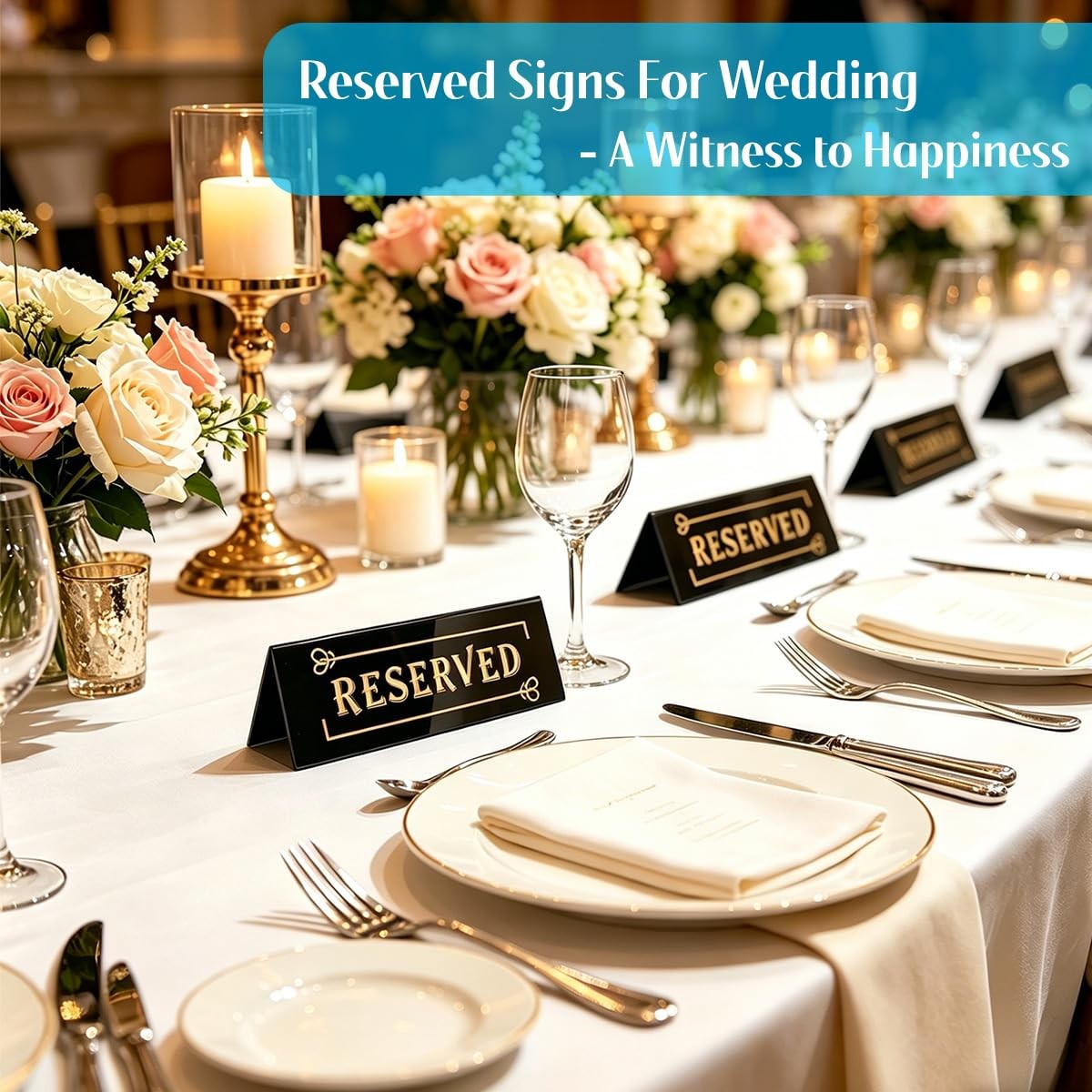 10PCS Acrylic Reserved Table Signs – 6x2x1.6 in Table Tent – Double-Sided, Wa