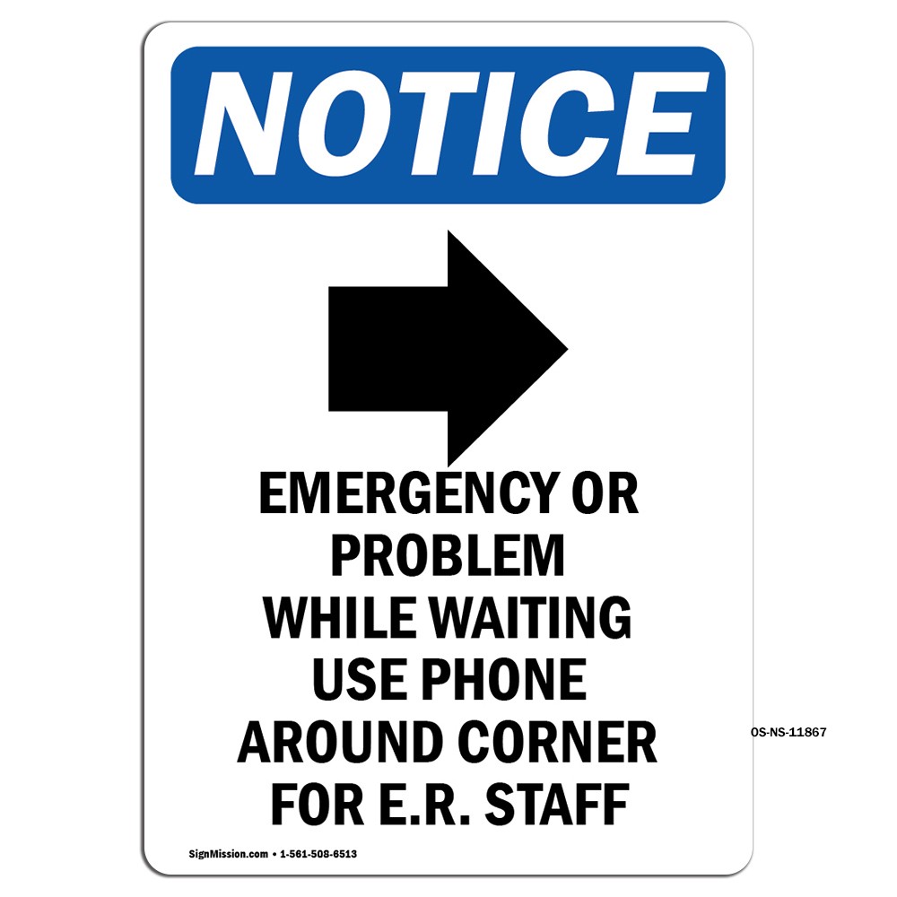 Emergency Or Problem With Symbol OSHA Notice Sign Metal Plastic Decal