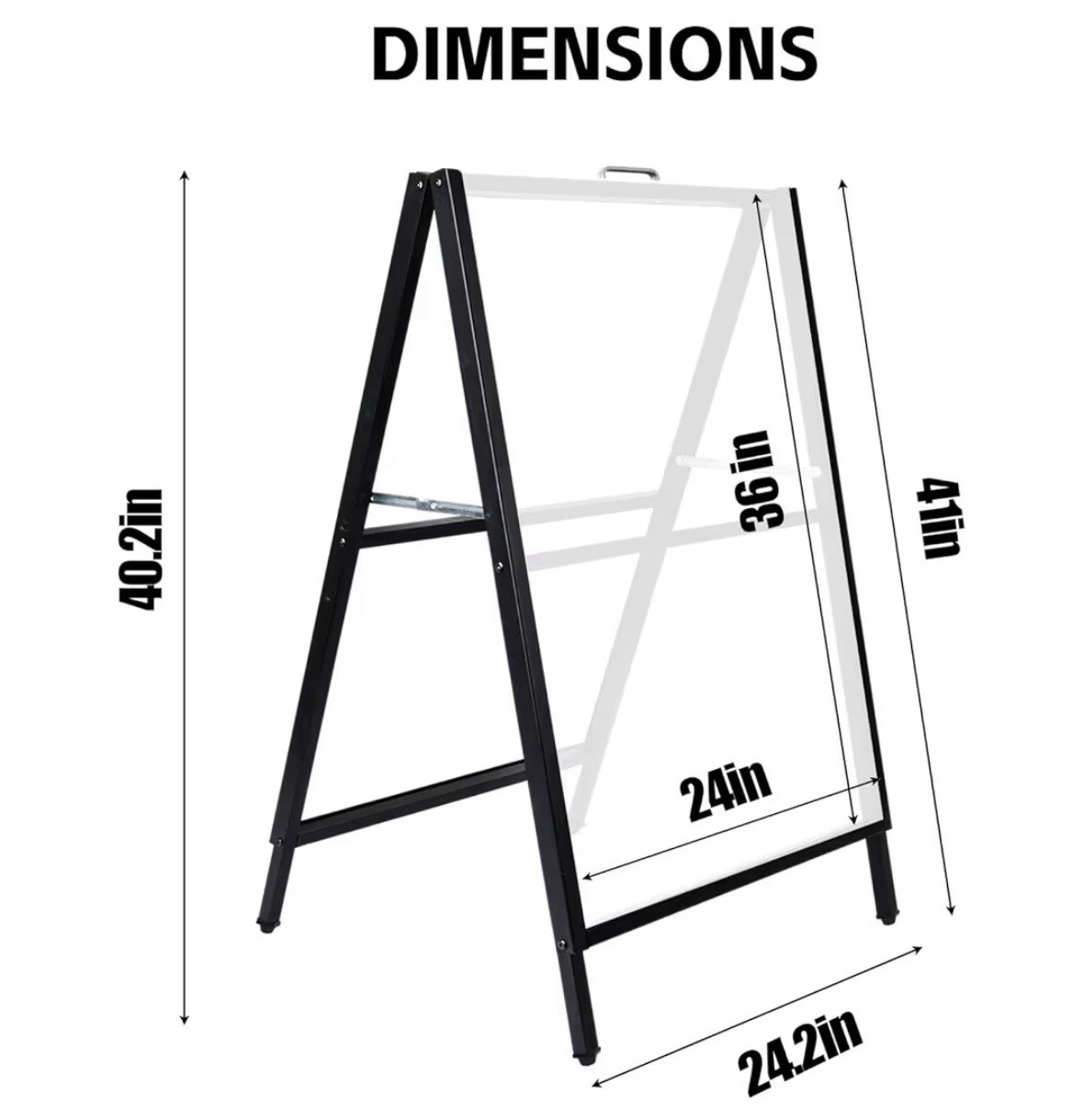 Set of 2 USCNC A-Frame Sidewalk Sign Boards 24×36 Black Metal Frames Double-Side