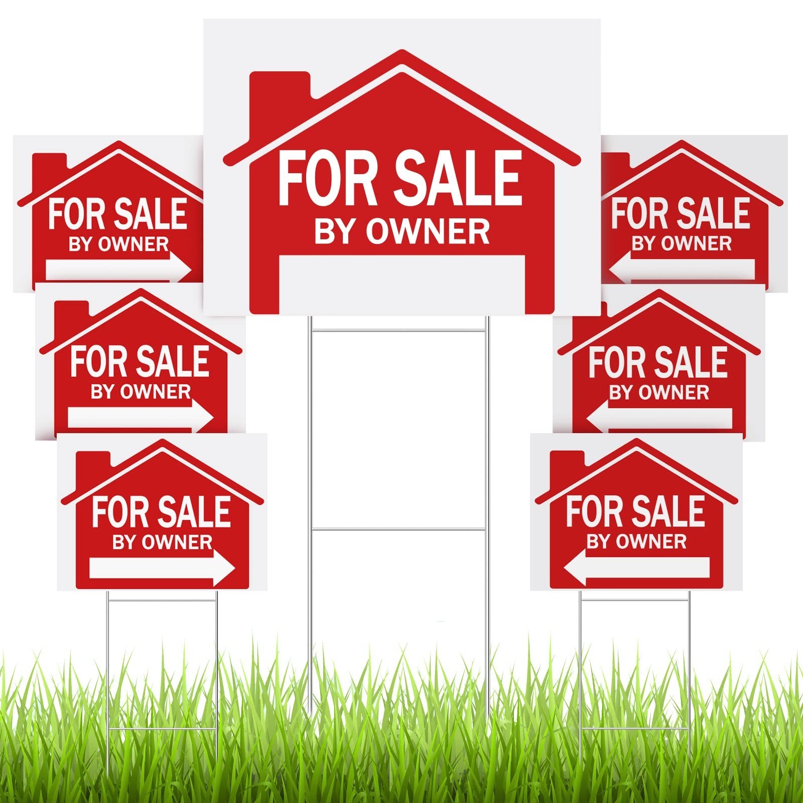 7 Pcs Double-Sided Open House Signs 24×18&Prime; with Directional Arrows & Metal Stake