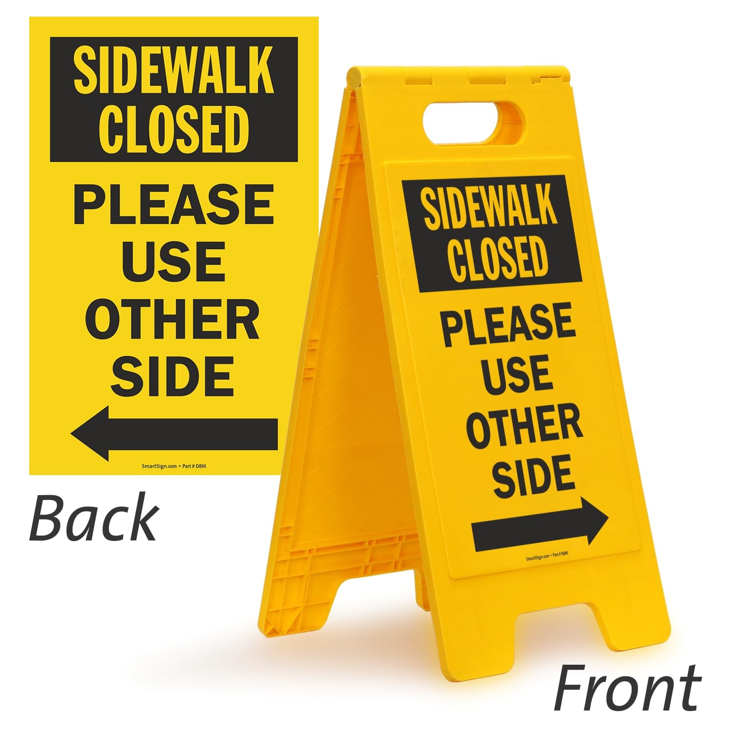 1 PCS Sidewalk Closed Please Use Other Side Sign TwoSided Folding Plastic
