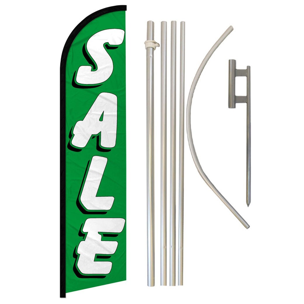 Sale Full Curve Windless Swooper Flag Pole Kit Sale Flag GN/WT