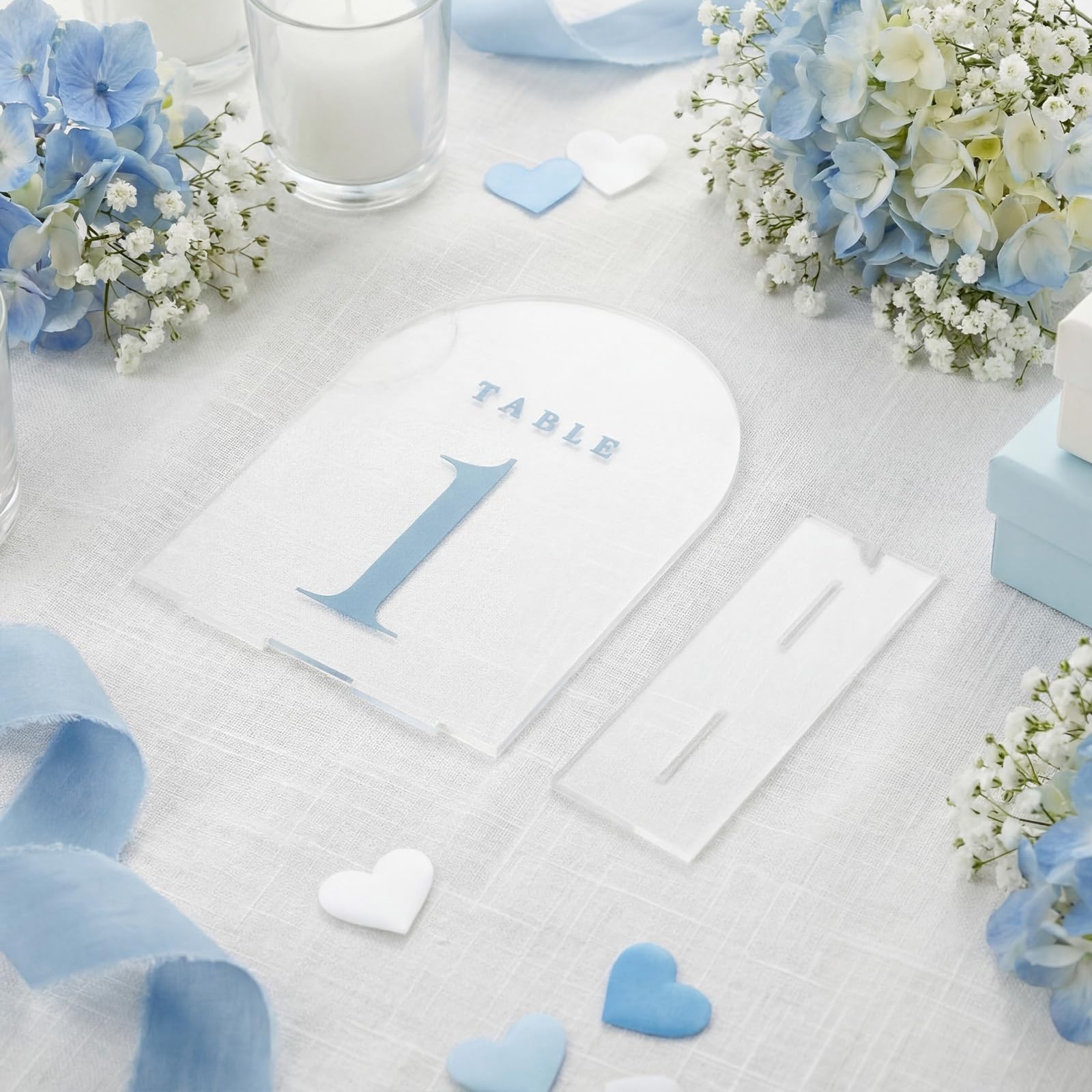 BrightRow 15 Pcs Frosted Arch Wedding Table Numbers with Stands 1-15, 5&Prime;x7&Prime; A…