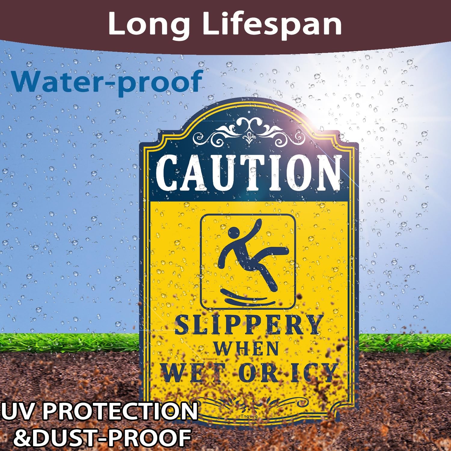 Caution Slippery When Wet Icy Sign 12×8 Inches Reflective Aluminum 2 PCS
