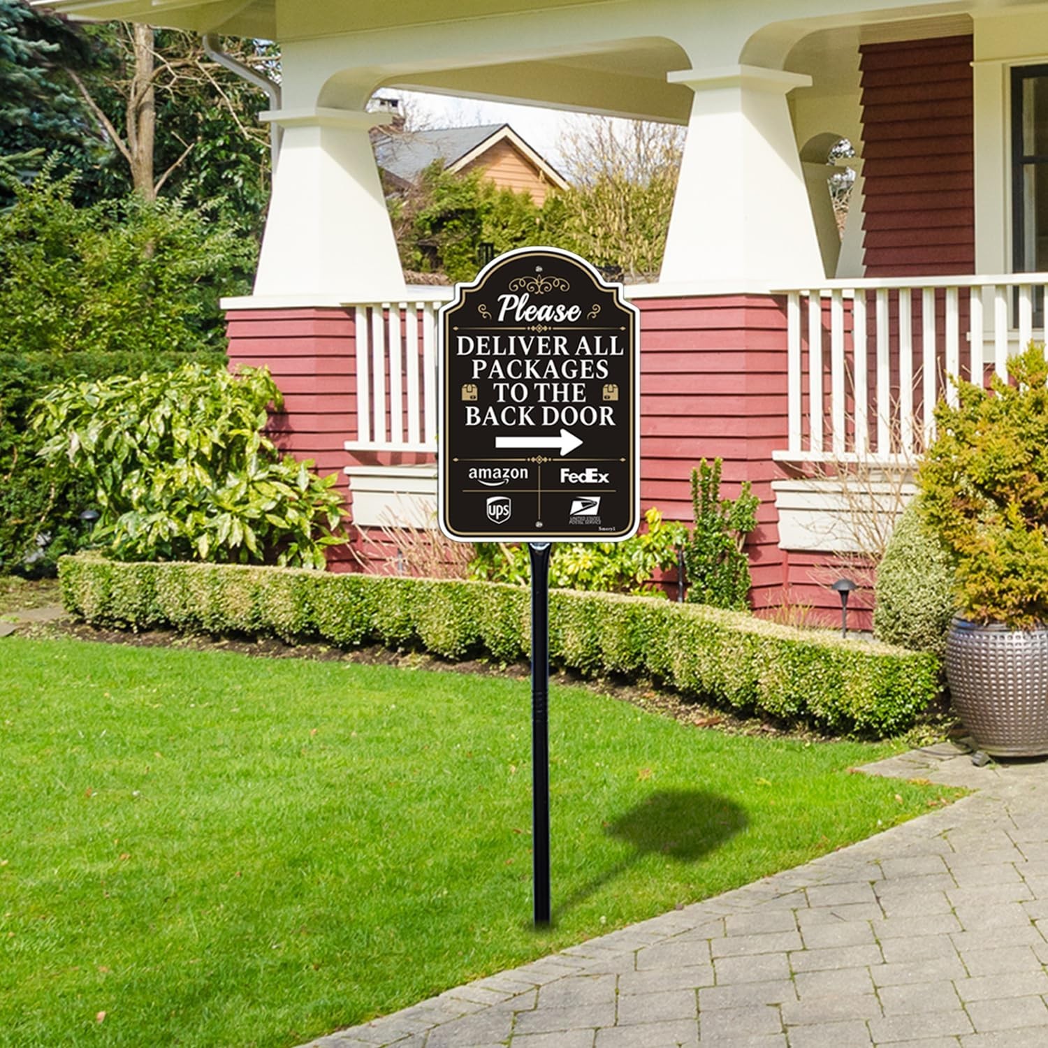 Back Door Package Delivery Sign with Arrow, 12&Prime;x8&Prime;, Rust-Free Aluminum, Weatherp