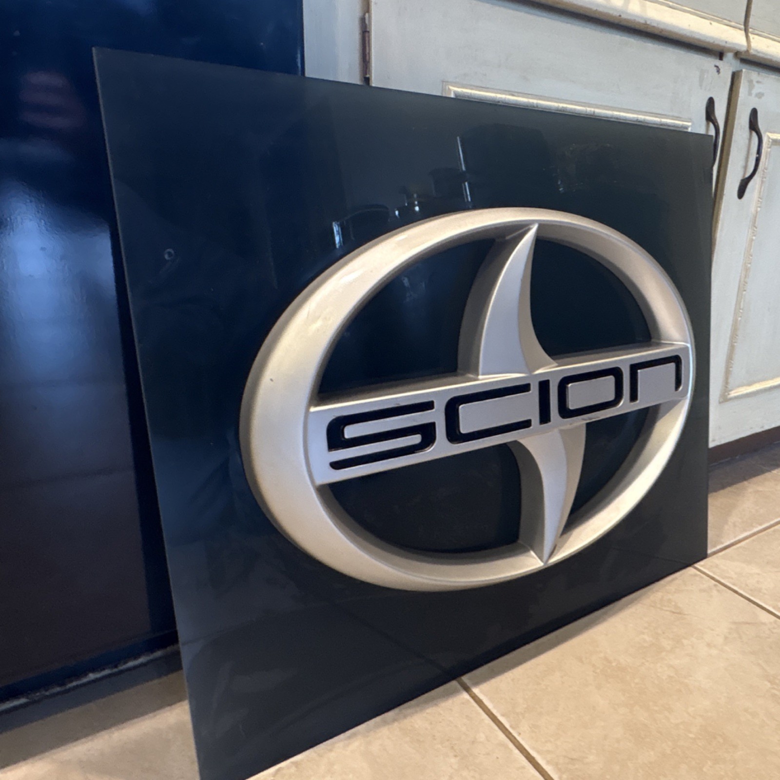 Scion Exterior Sign Black Silver 28×24 in Auto Business Logo Display