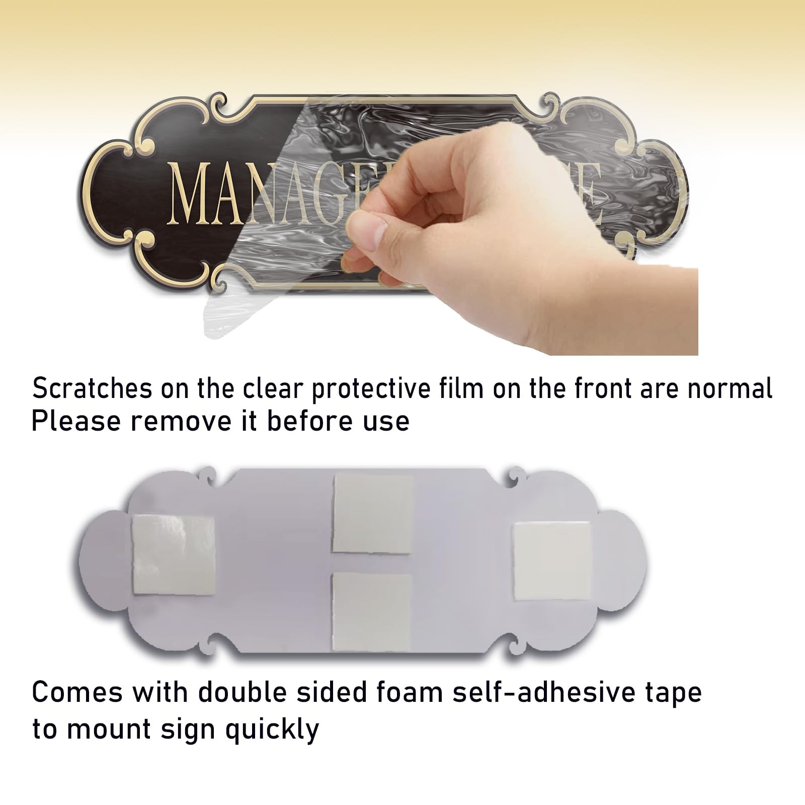 9×3 Inch Manager Office Sign Black Gold – Self-stick Doorplate for Offices Bu…