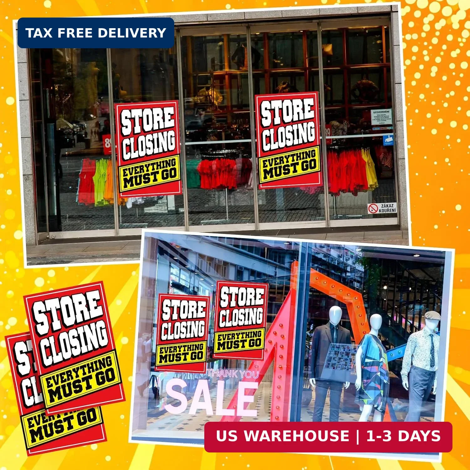 2 Pcs Store Closing Sign Poster Everything Must Go Advertising Banner Going Out
