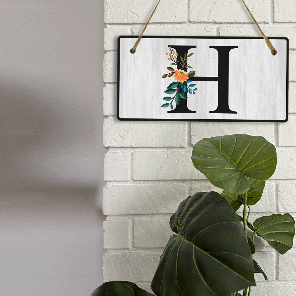 H Flower Decor 5×10 Hanging Wall or Door Sign | Alphabet Letter Room Decoration