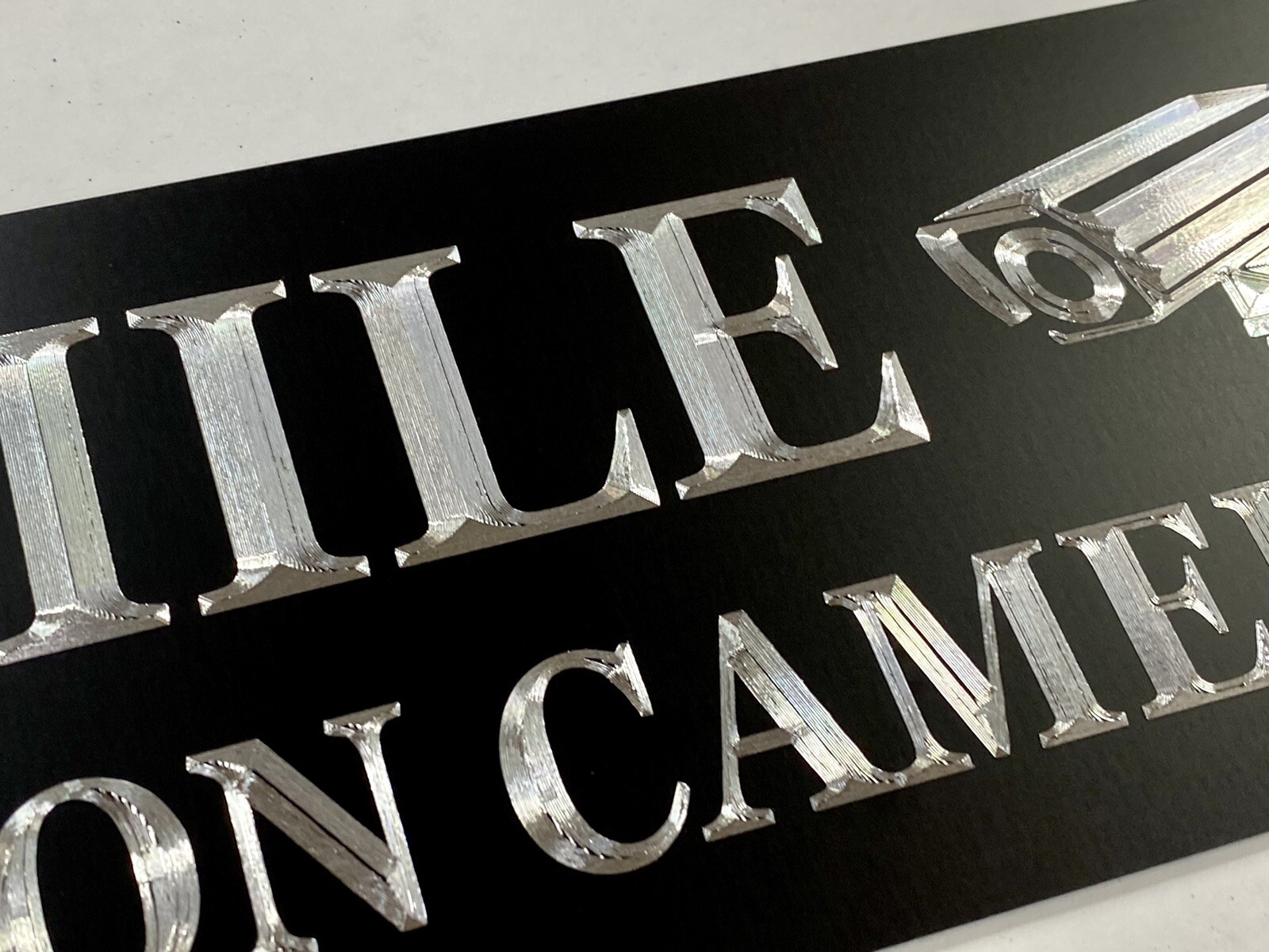 Smile You’re On Camera No Soliciting Diamond Etched Aluminum Metal 12×4 Sign
