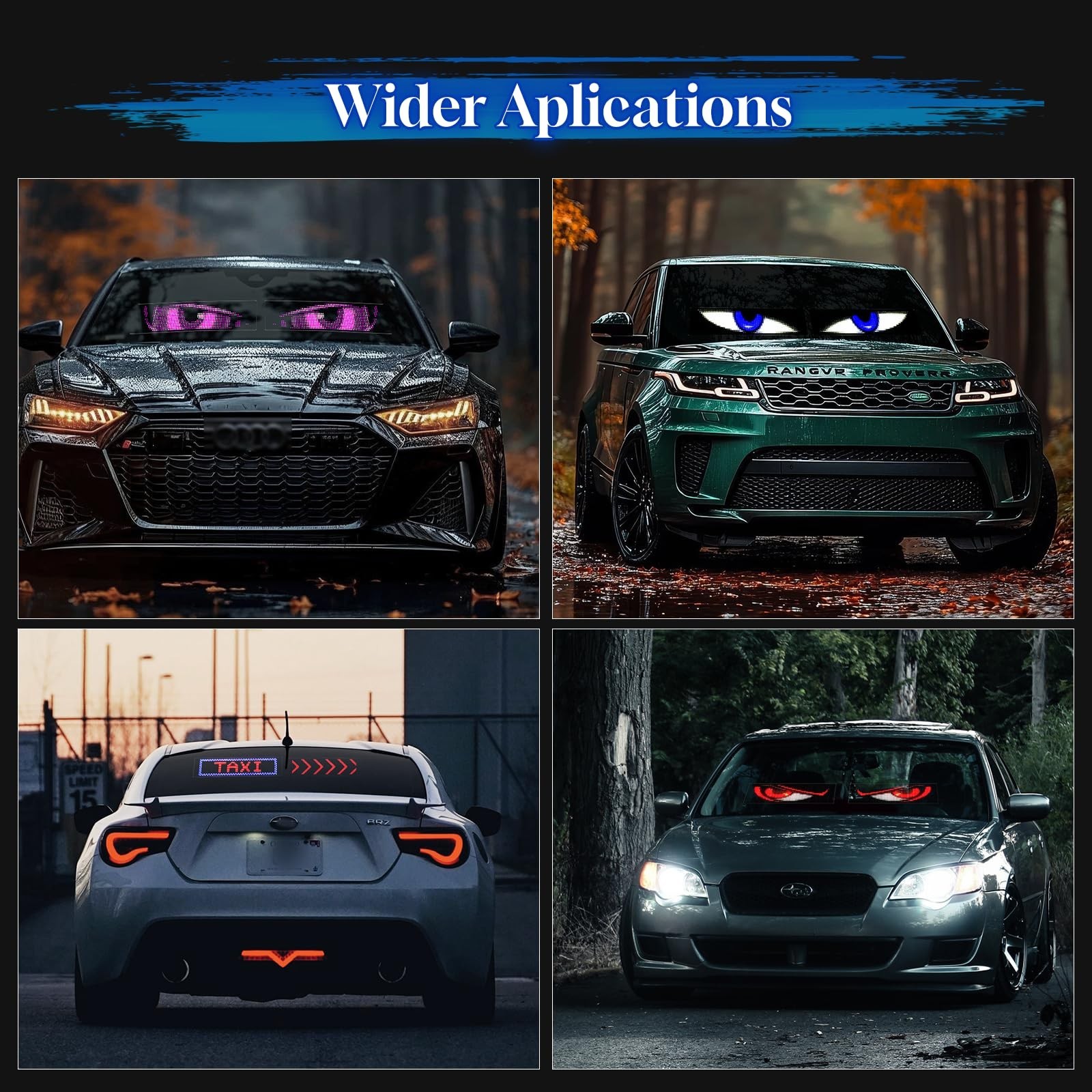 LED Sign for Car Devil&rsquo;s Eyes Light for Windshield APP Control Scrolling Disp…