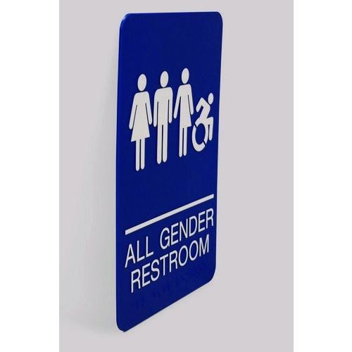 Headline Sign ADA Sign, All Gender Restroom, 6 x 9, Blue Face, 2/Pack