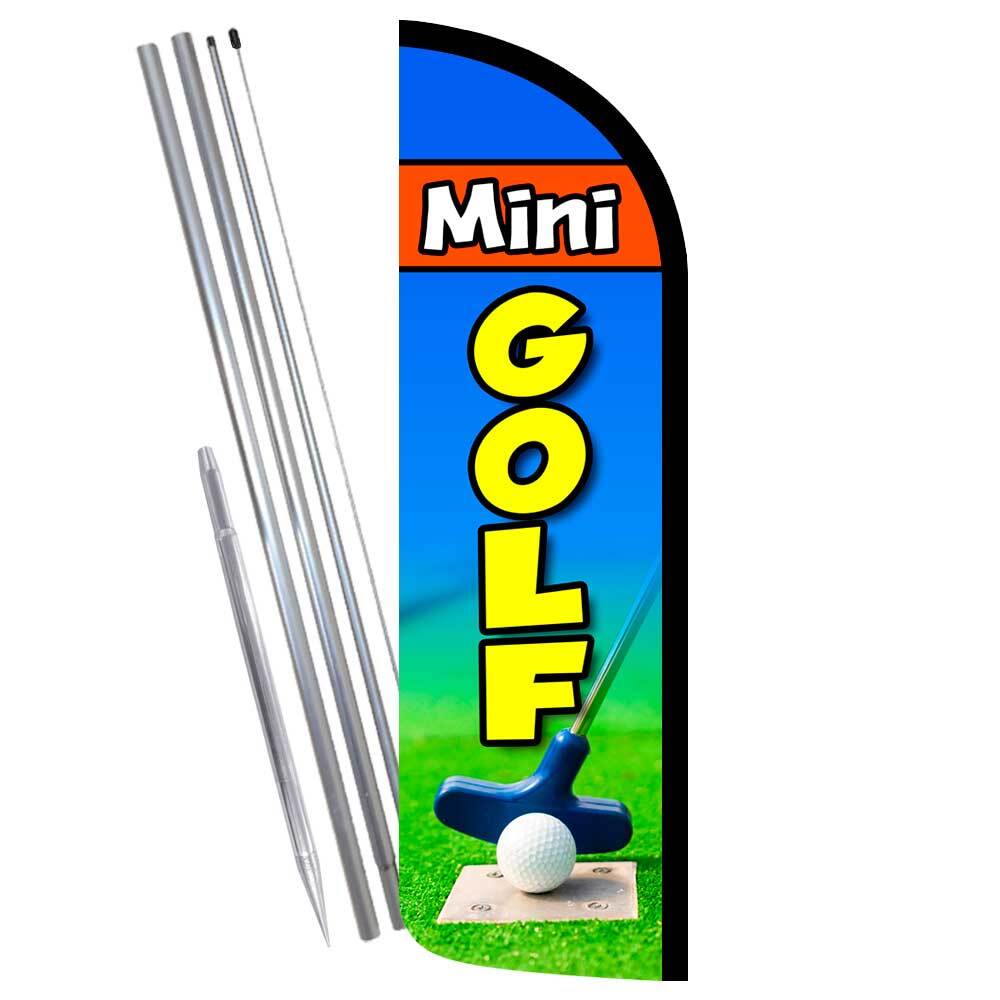 Mini Golf Premium Windless Feather Flag Bundle (Complete Kit) OR Optional Replac