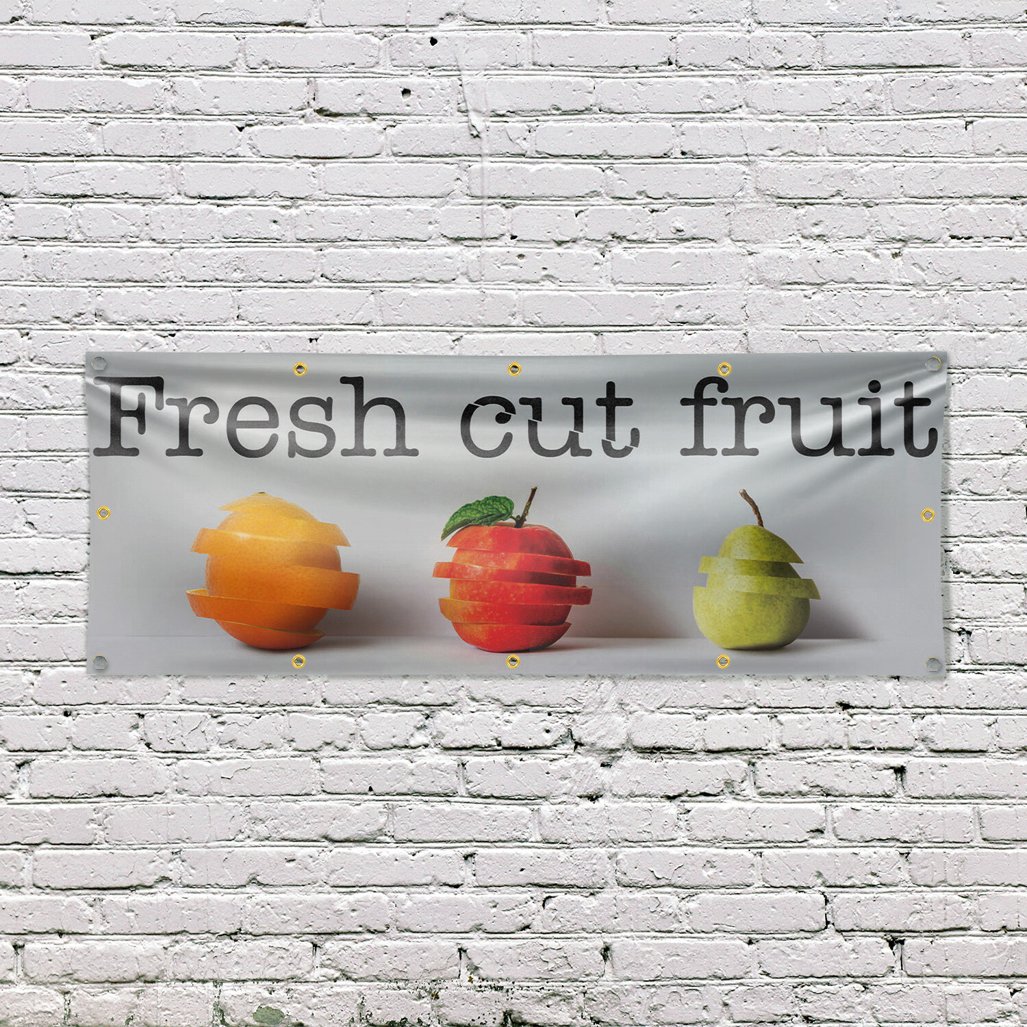 Fresh Cut Fruit Vinyl Banner Sign with Metal Grommets Heavy-Duty Single-Sided