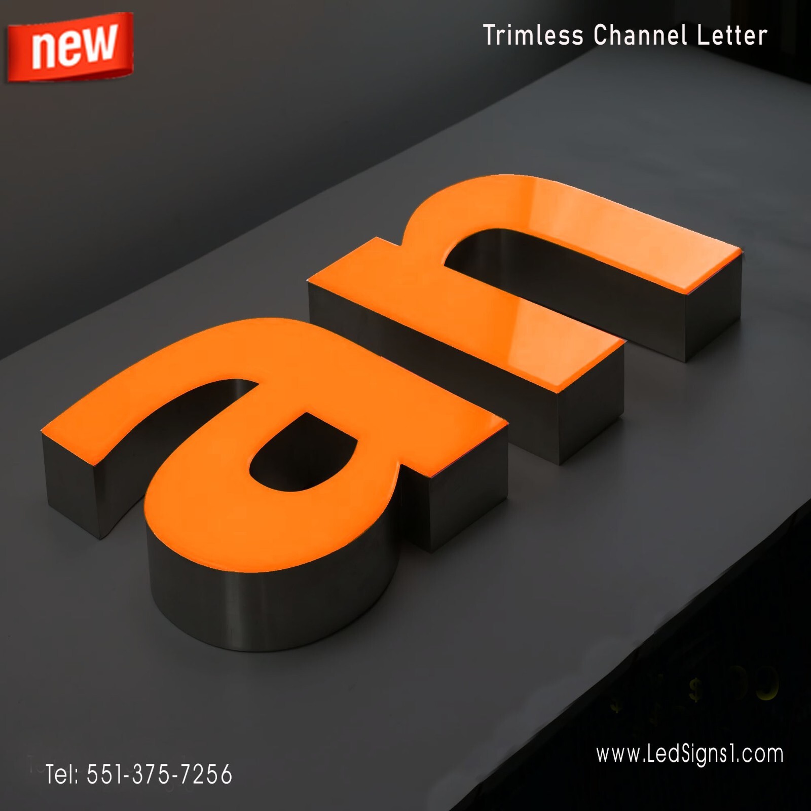 Custom made Trim less Channel Letters Signs Storefront signage 20 Inches