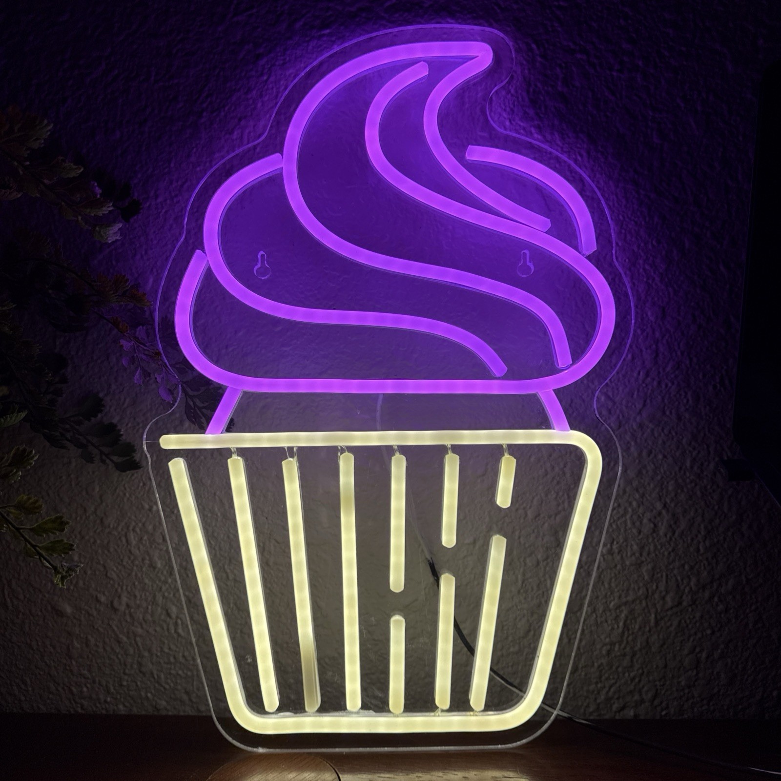 Neon Sign LED Cupcake Wall Decor Pink Warm White Bakery Party Lights