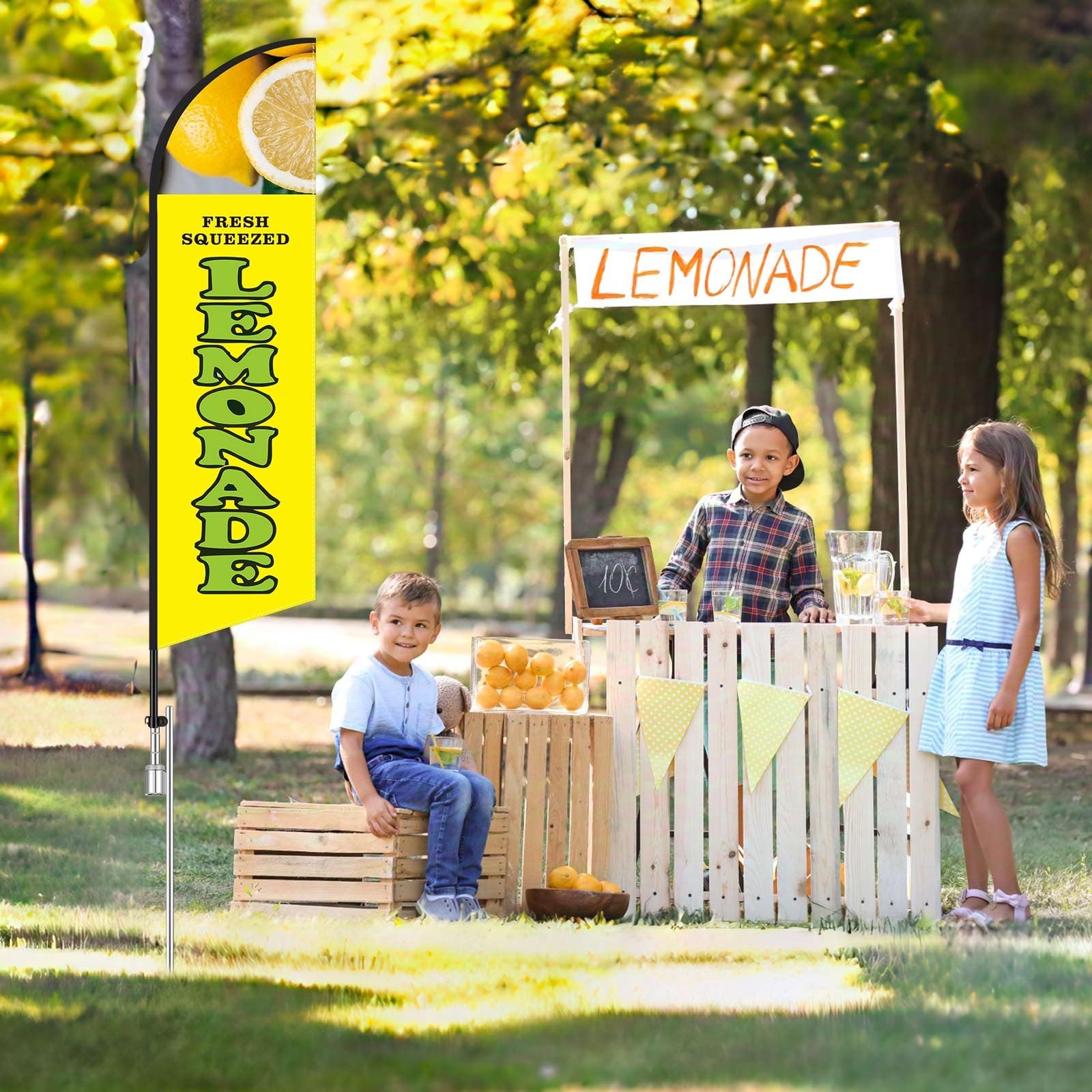 Hunnmingre 11.2 Ft Classic Lemonade Feather – Banner Ground Stake