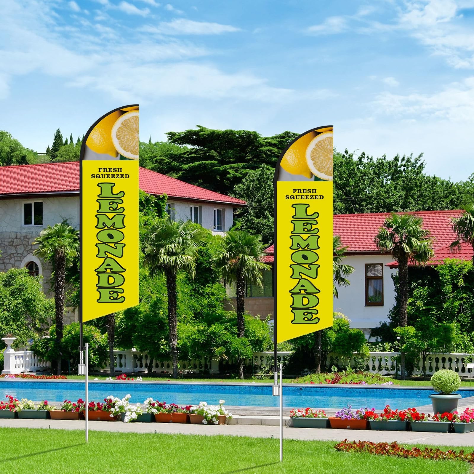 Hunnmingre 11.2 Ft Classic Lemonade Feather – Banner Ground Stake