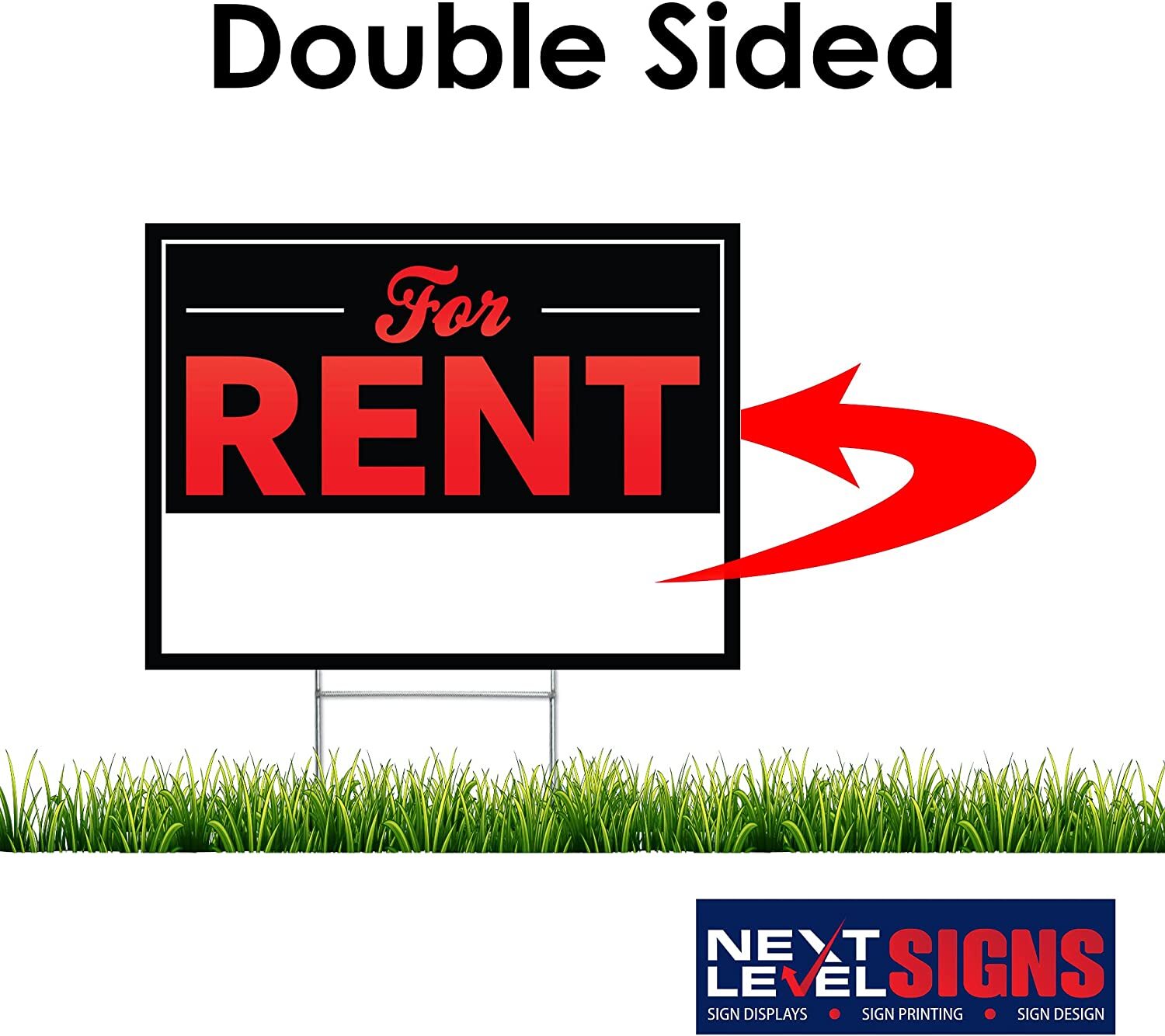 NEXT LEVEL SIGNS For Rent Yard Signs 24&Prime; W x 18&Prime; H Double Sided Waterproof