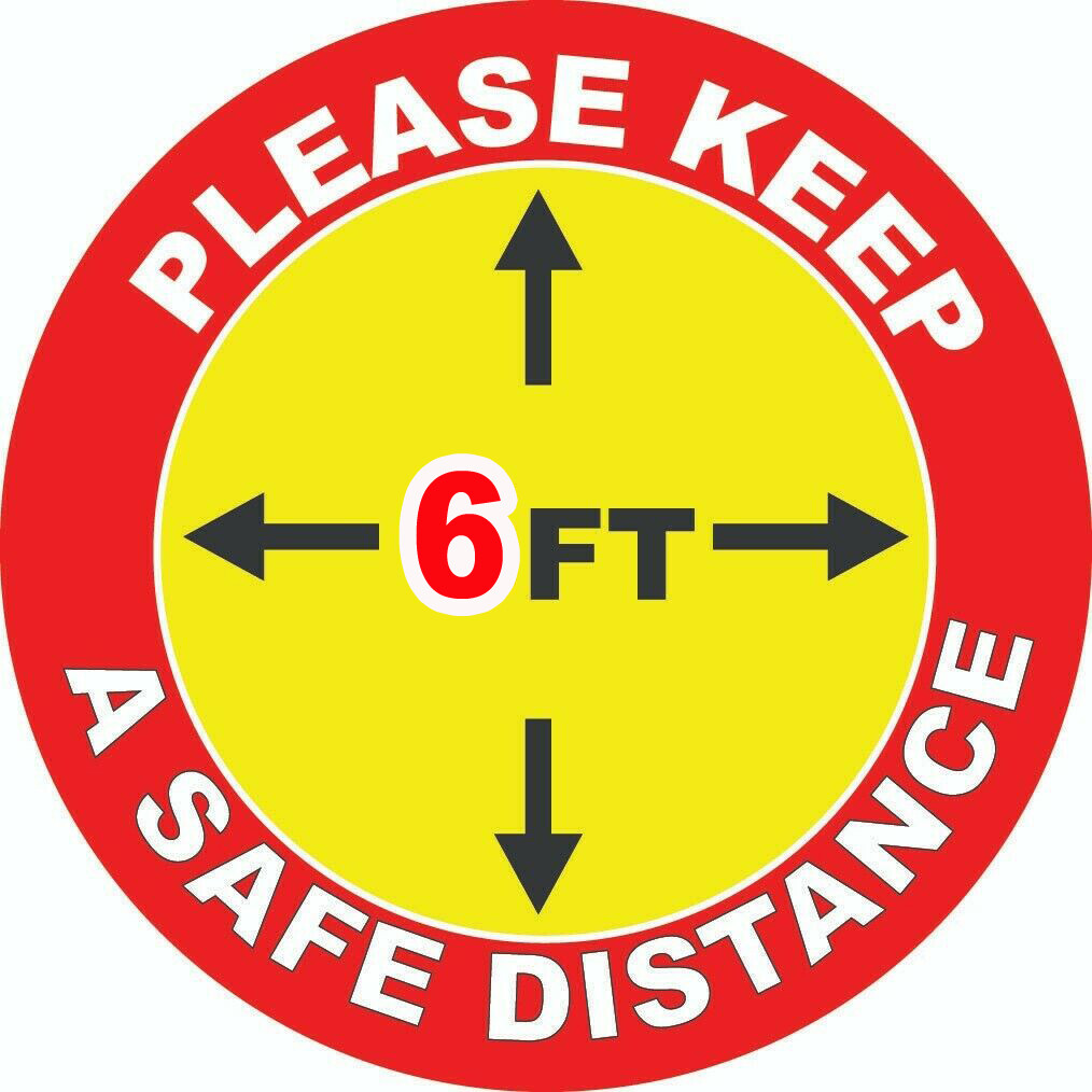 8 Pack Social Distancing Floor 10&Prime; Vinyl Decal Sticker – SHIPS IMMEDIALY