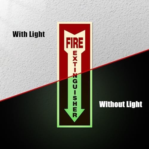 Fire Extinguisher Signs,Safety Sign Sticker glow in the dark 12 Pack 4&Prime; X 12&Prime; Du